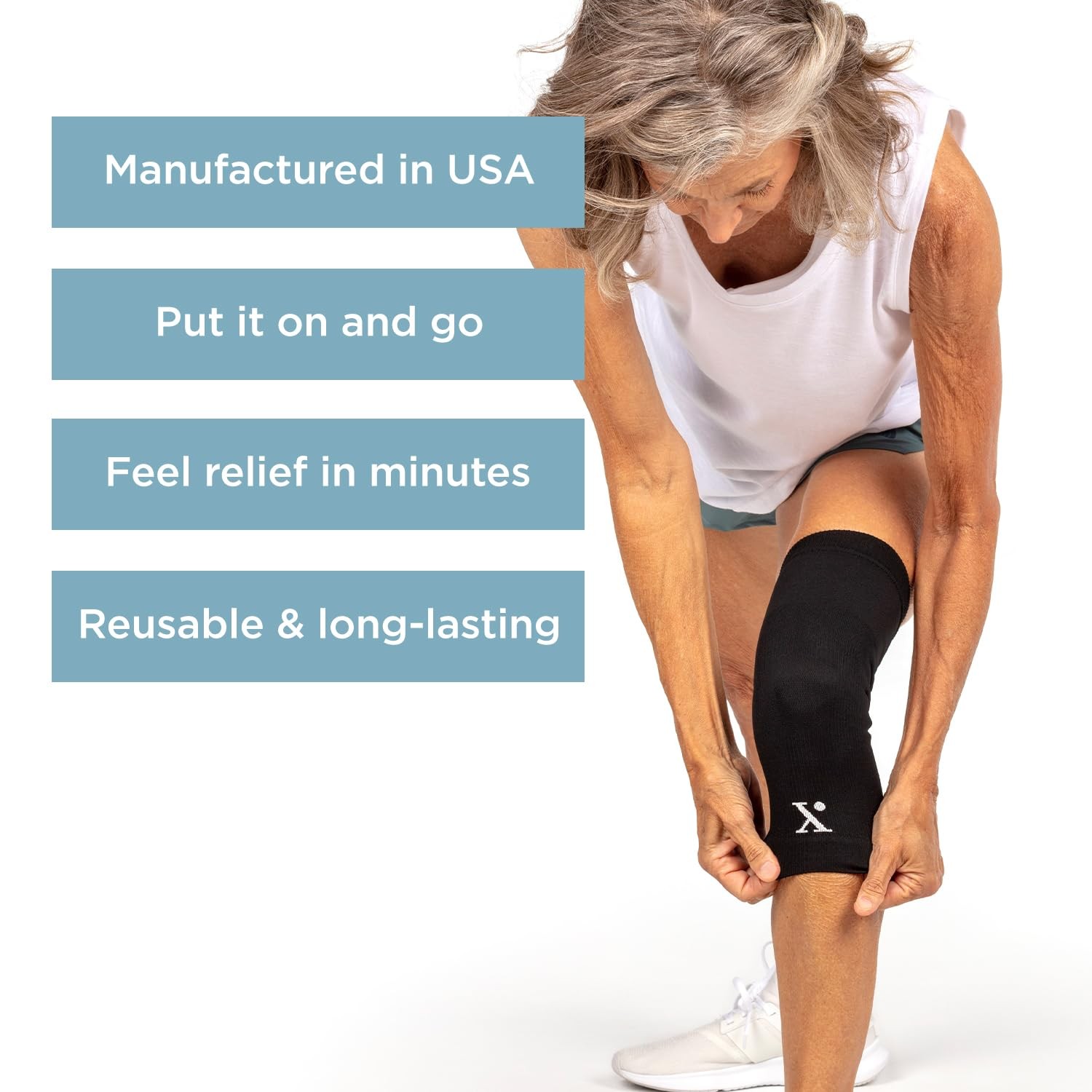 NUFABRX Medicine-Infused Pain Relieving Knee Compression One Size, Black