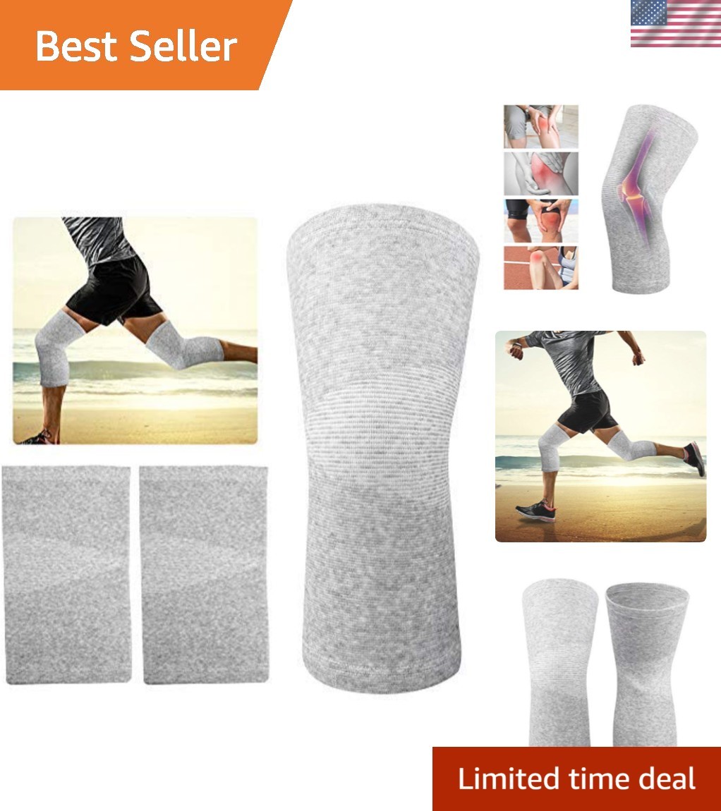 Bamboo Charcoal Knee Sleeve Elastic Knee Brace Pain Relief Support Unisex Gray L
