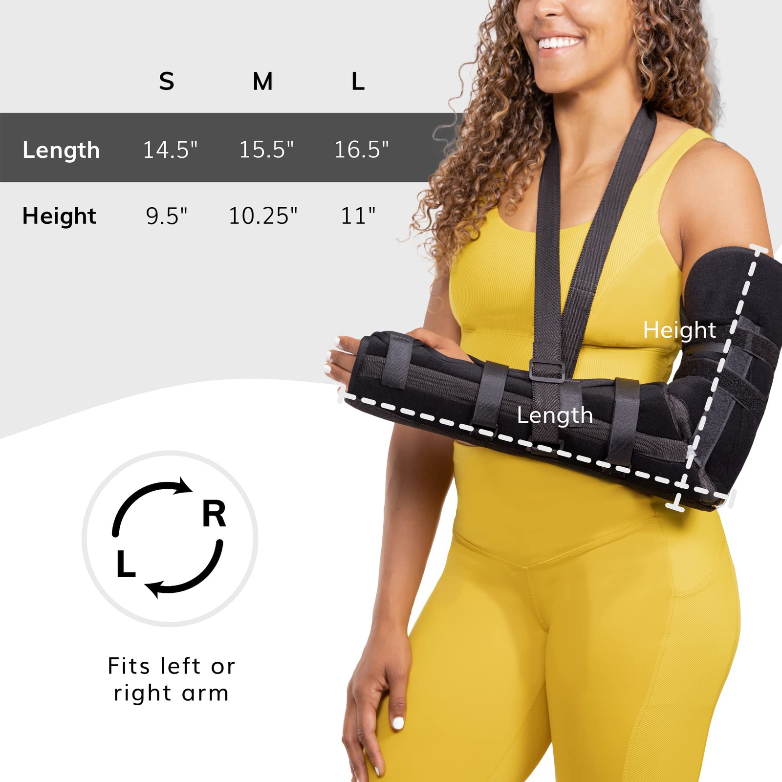 Posterior Long Arm Splint – Elbow Immobilizer Right or Left Forearm Brace wit…