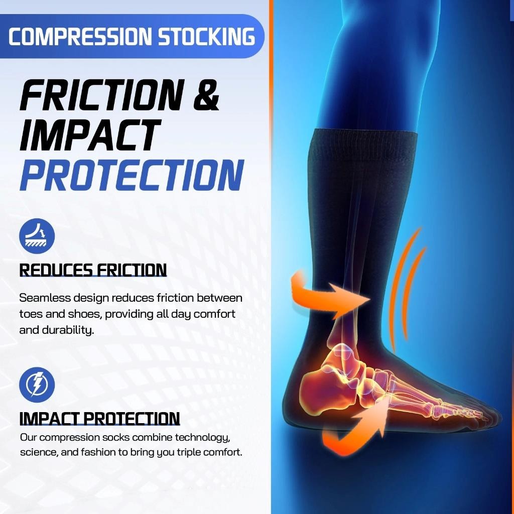 Compression Support Socks – Flight & Travel Relief for Varicose Veins, Swelling