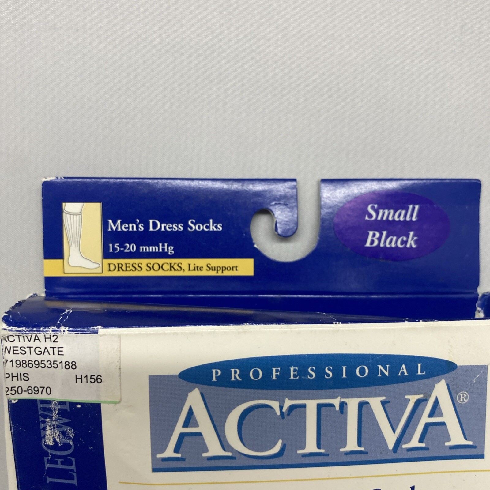 NIB ACTIVA MENS DRESS SOCKS 15-20 BLACK SIZE SMALL LITE SUPPORT