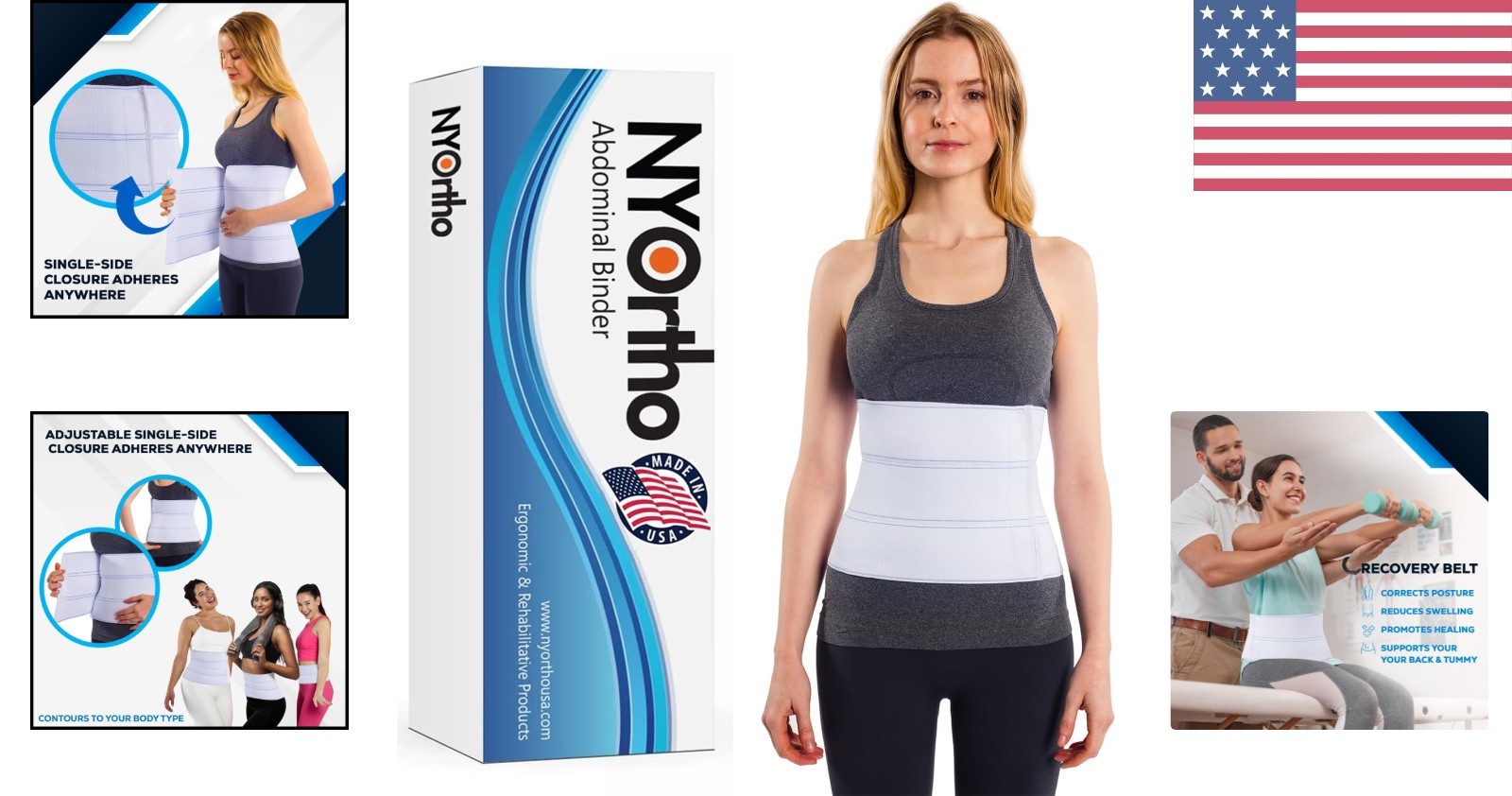 3 Panel Latex-Free Abdominal Binder – Breathable Support Belt (45-60 Inches)