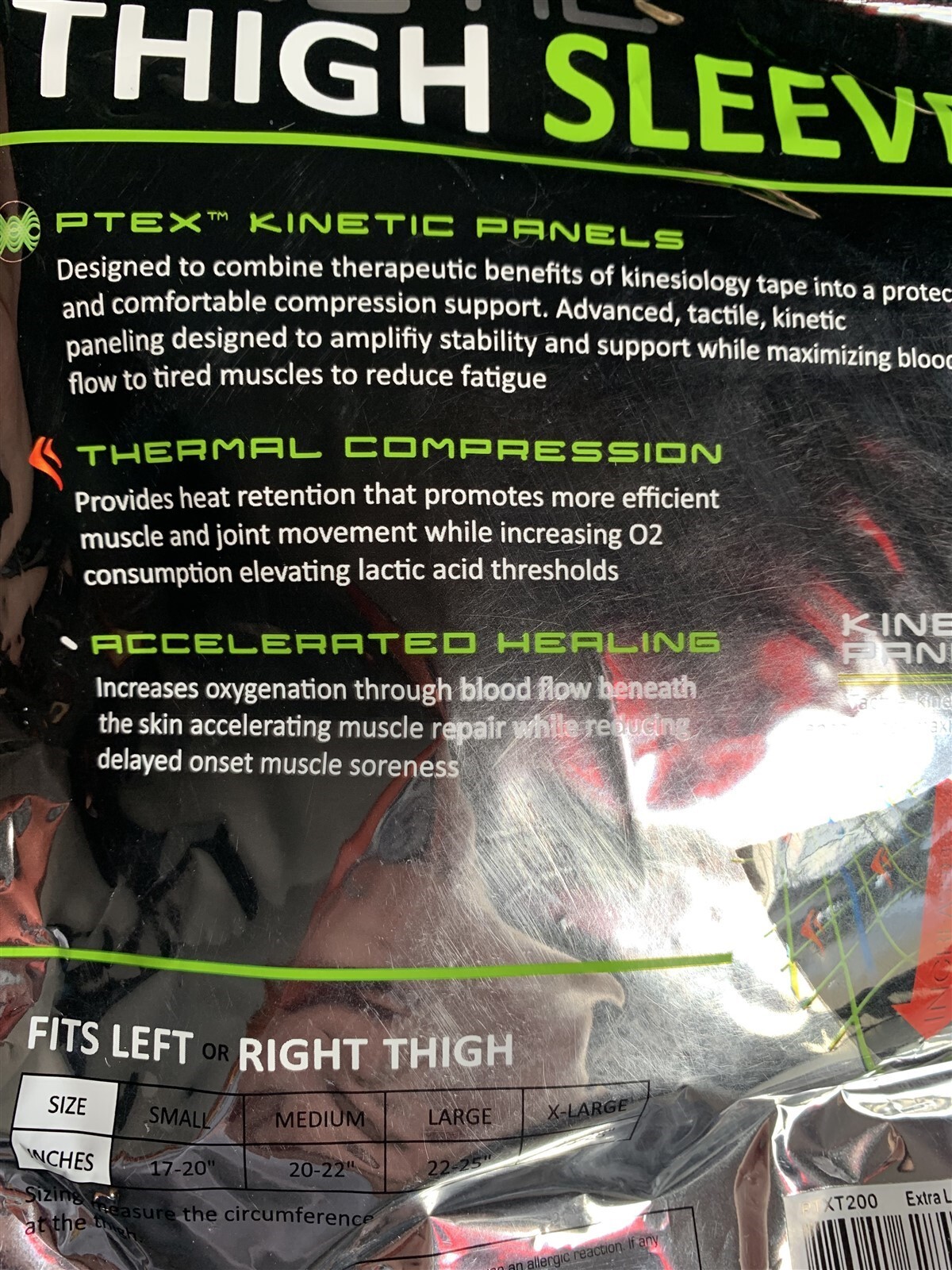 PTEX Kinetic Thigh Sleeve PTXT200 Thermal Compression X-Large Thigh 25-28″ New