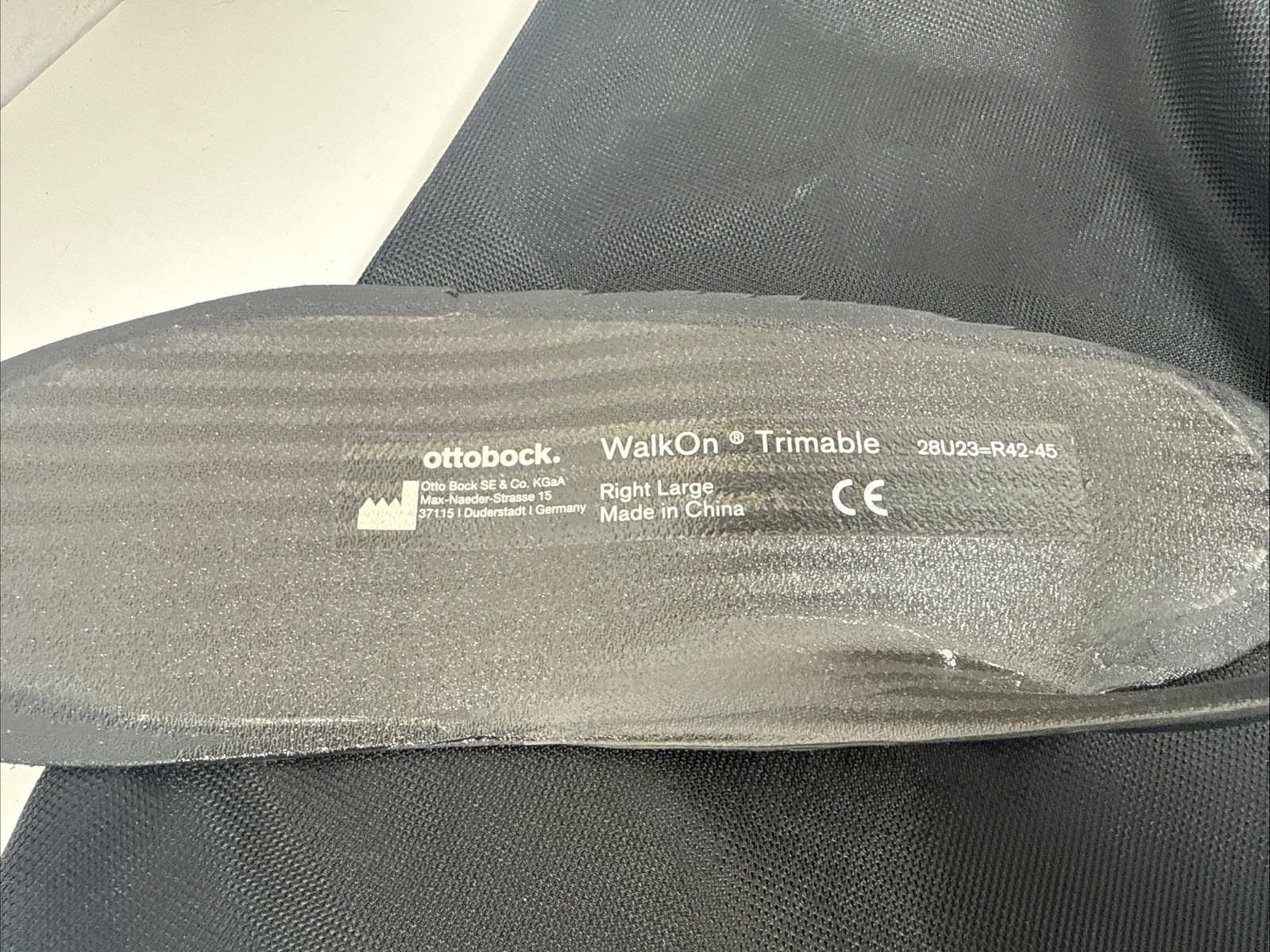 Ottobock WalkOn Trimmable AFO Drop Foot Brace Right Large 28U23 R42-45 Carbon