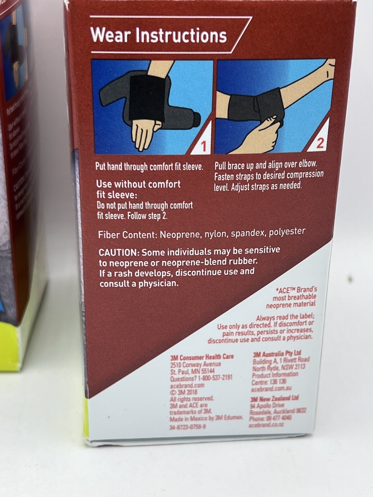 3M Ace 207249 Elbow Support, Adjustable Compression, Moderate Support Lot Of 2
