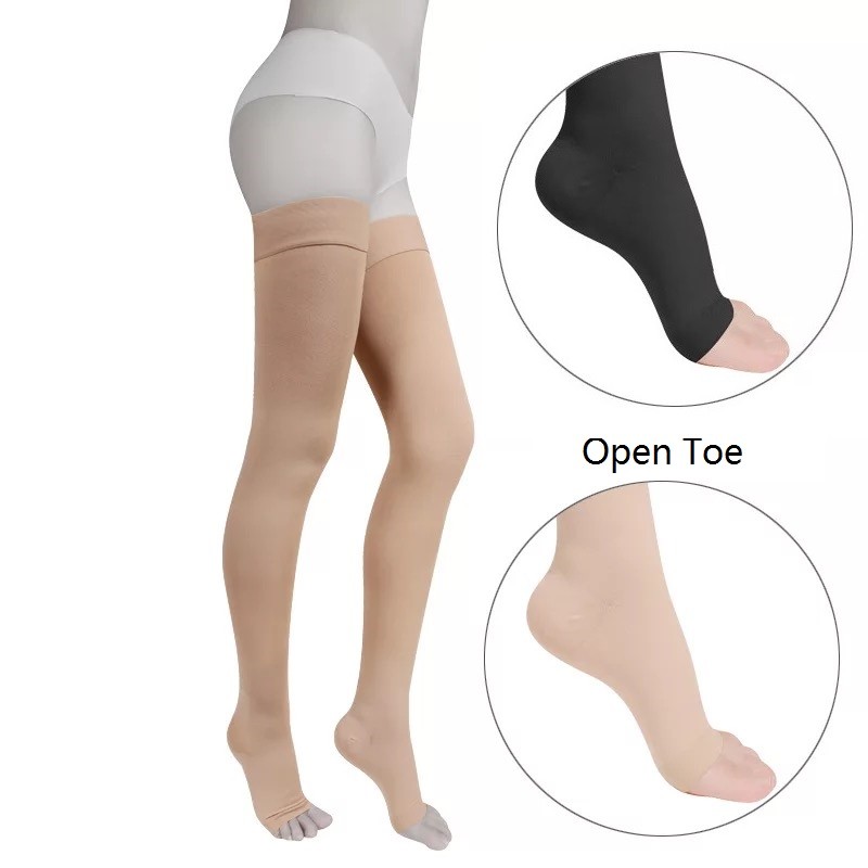 Compression Sock 30-40mmHg Thigh High Support Stockings Medical Relief Open Toe