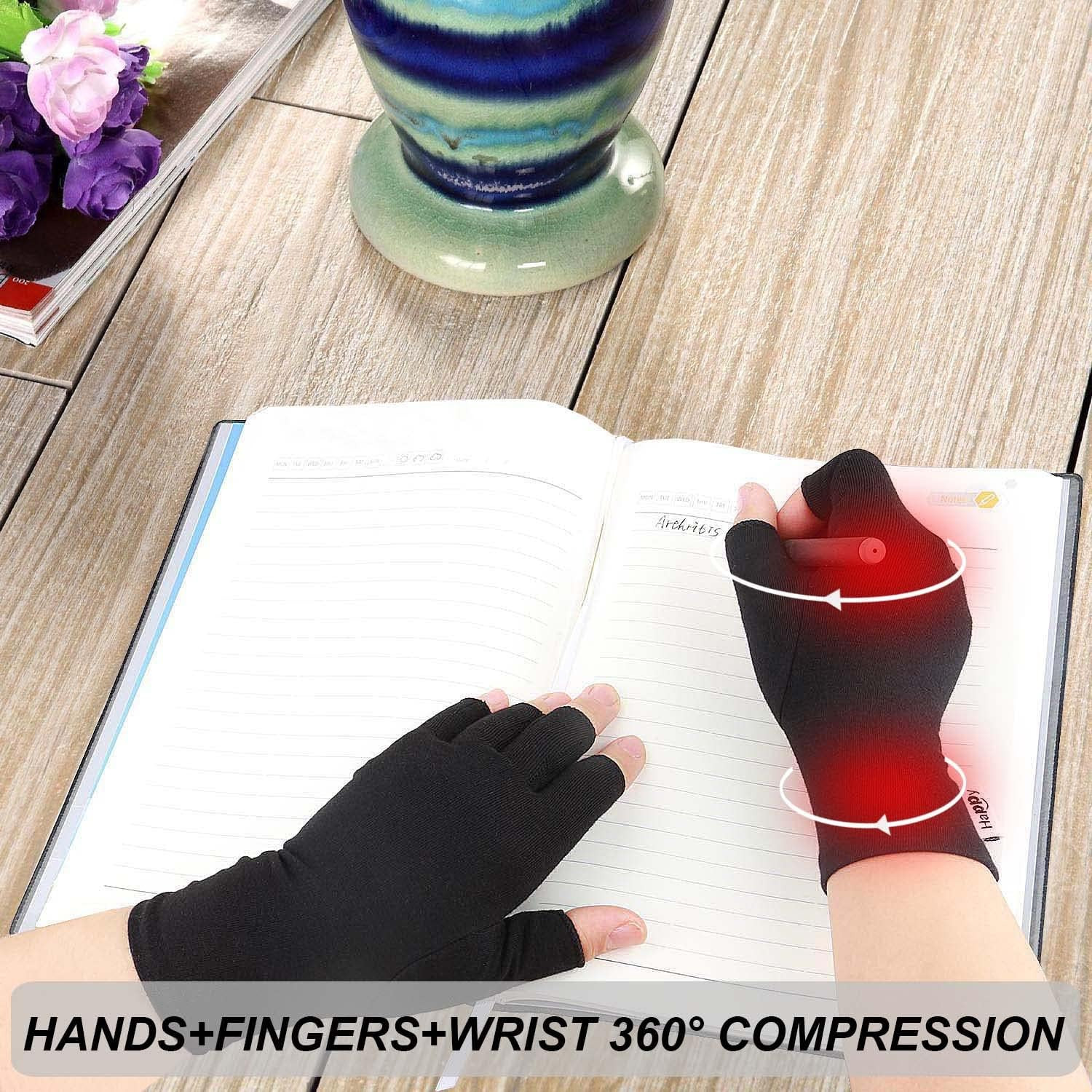 2 Pairs Arthritis Compression Gloves for Arthritis, Rheumatoid, Carpal Tunnel