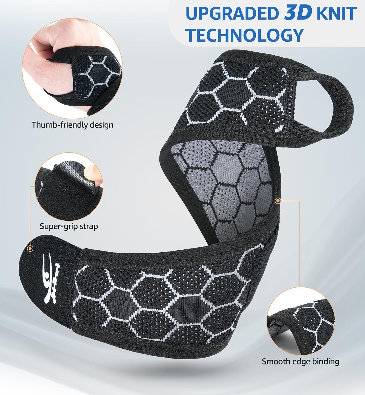 Upgraded 3D Knit Breathable Wrist Brace Wrist Wrap, Extended Length Adjustable C