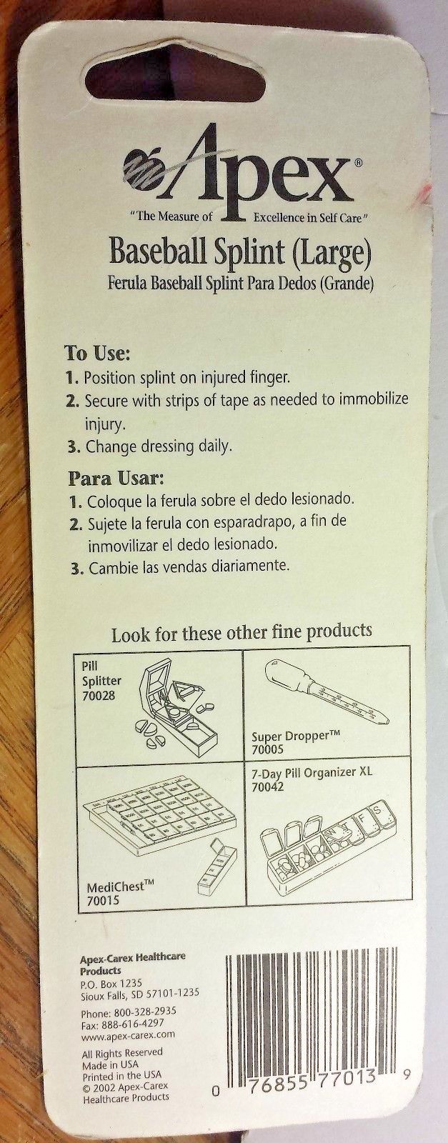 Baseball Finger Splint Size LARGE Foam Padding ~ Great for Dog Tail Injuries too
