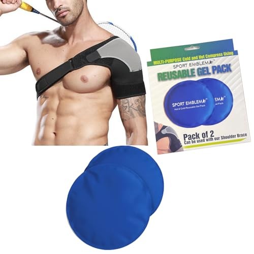 Sport Emblema Shoulder Support Brace with 2 Reusable Round Gel Ice Packs for…