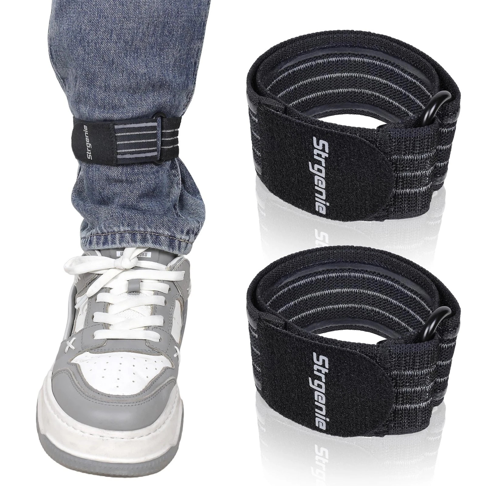 Strgenie Elastic Boot Straps with Anti-Slip Strips, L14.5″xW1.4″, Black-2pcs