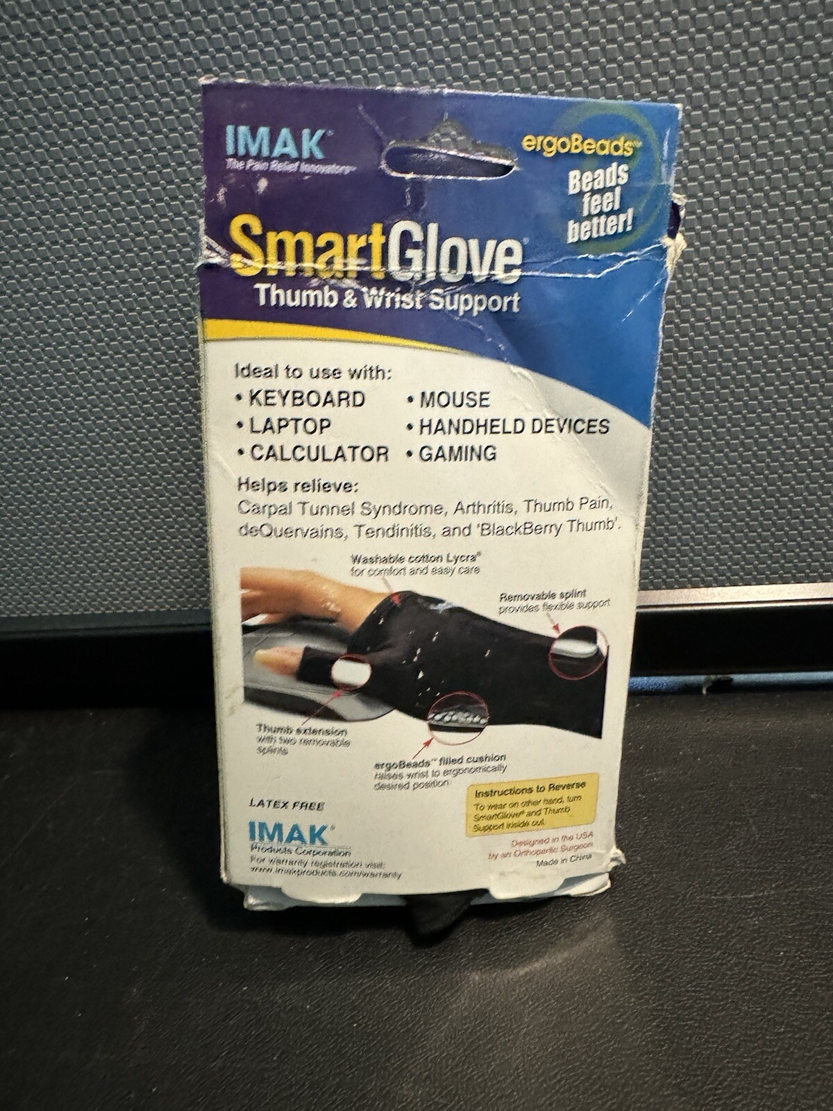 IMAK Smart Glove Wrist Support Arthritis Carpel Tunnel Tendenitis OPEN BOX