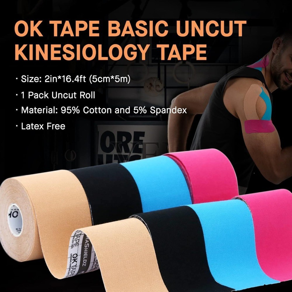 Elastic Kinesiology Tape Uncut Roll for Athletic Support Muscle Recovery Sports