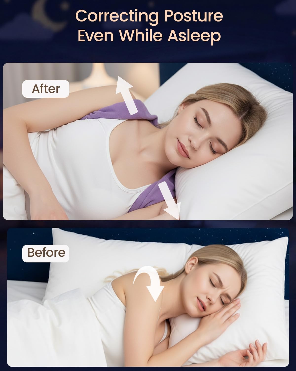 RNEMP® Sleep Upper Back Posture Corrector for Universal, Lavender Purple