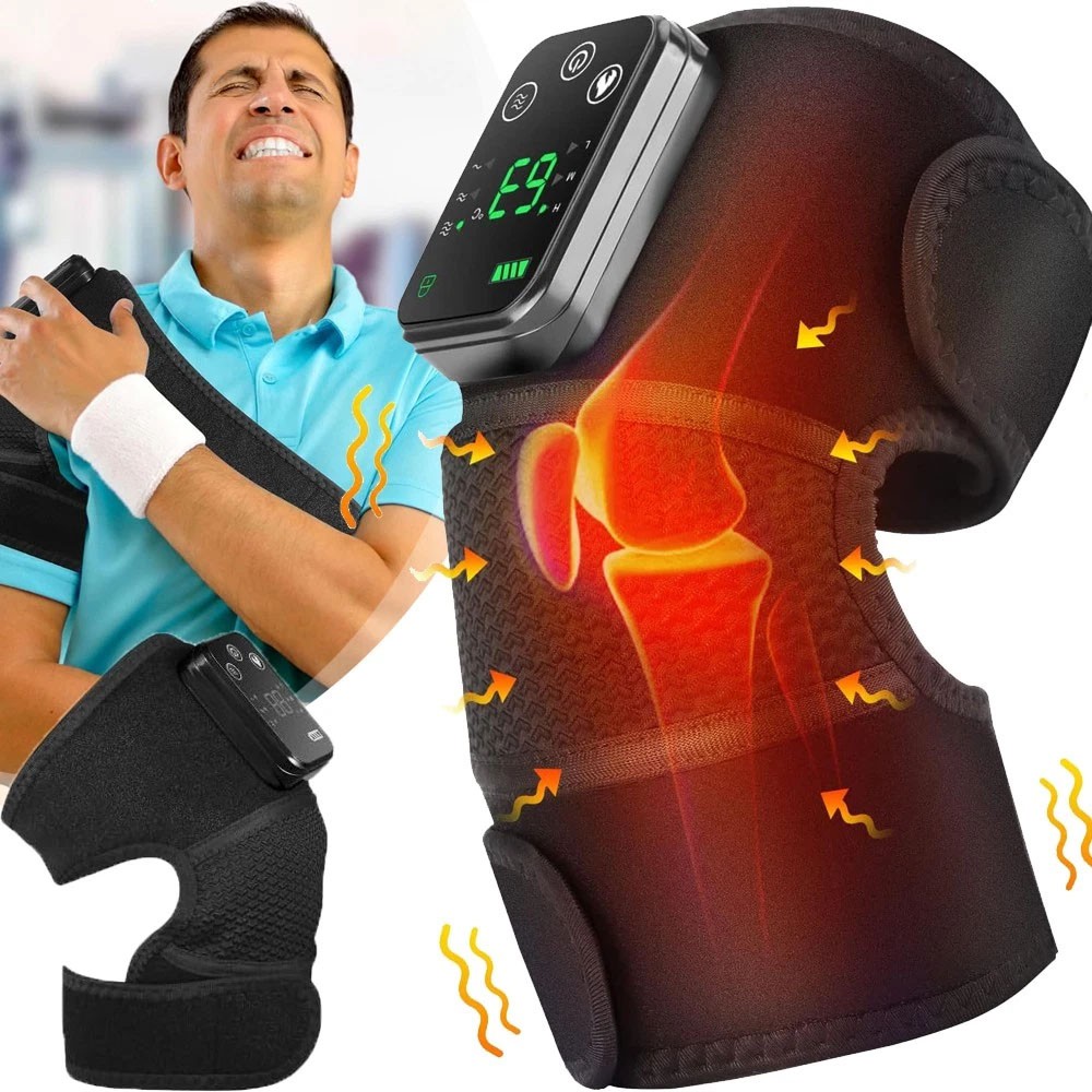 Electric Knee Massager Heated Vibration Joint Brace Therapy Shoulder Pain Relief