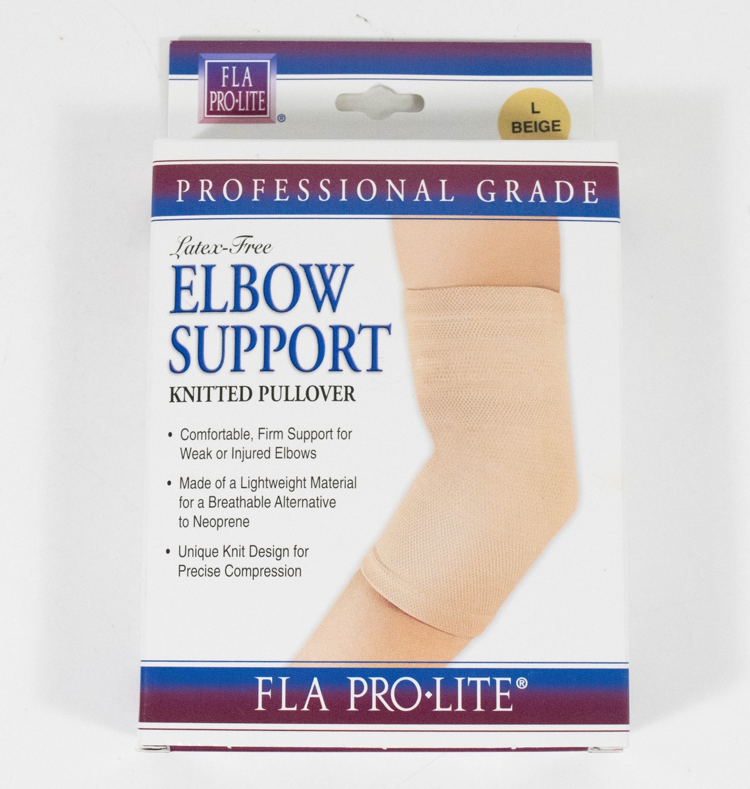 FLA Orthopedic Latex Free Pullover Elbow Knitted Support BEIGE LARGE