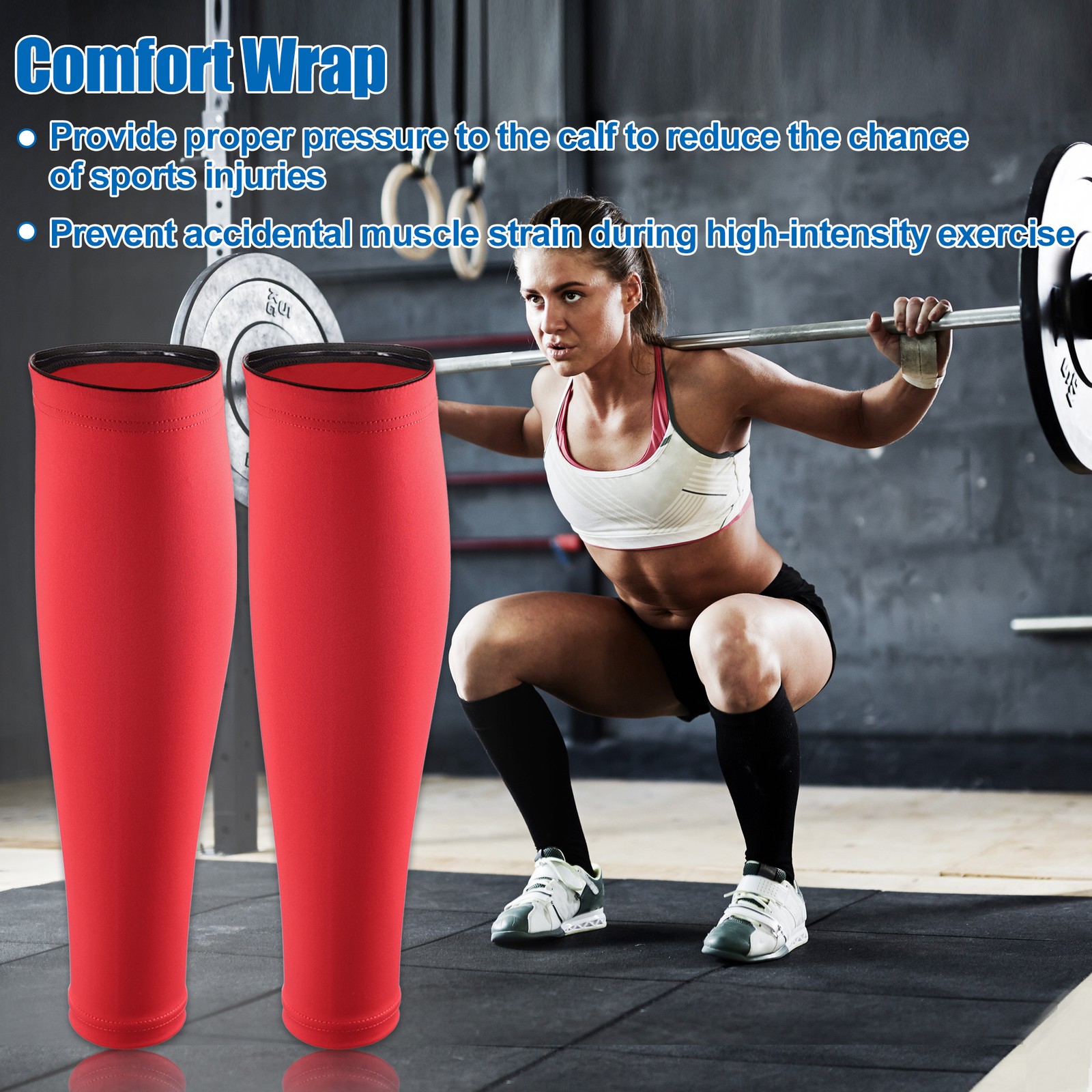 1 Pair Leg Calf Compression Sleeve Reduction Joint Pain Red L