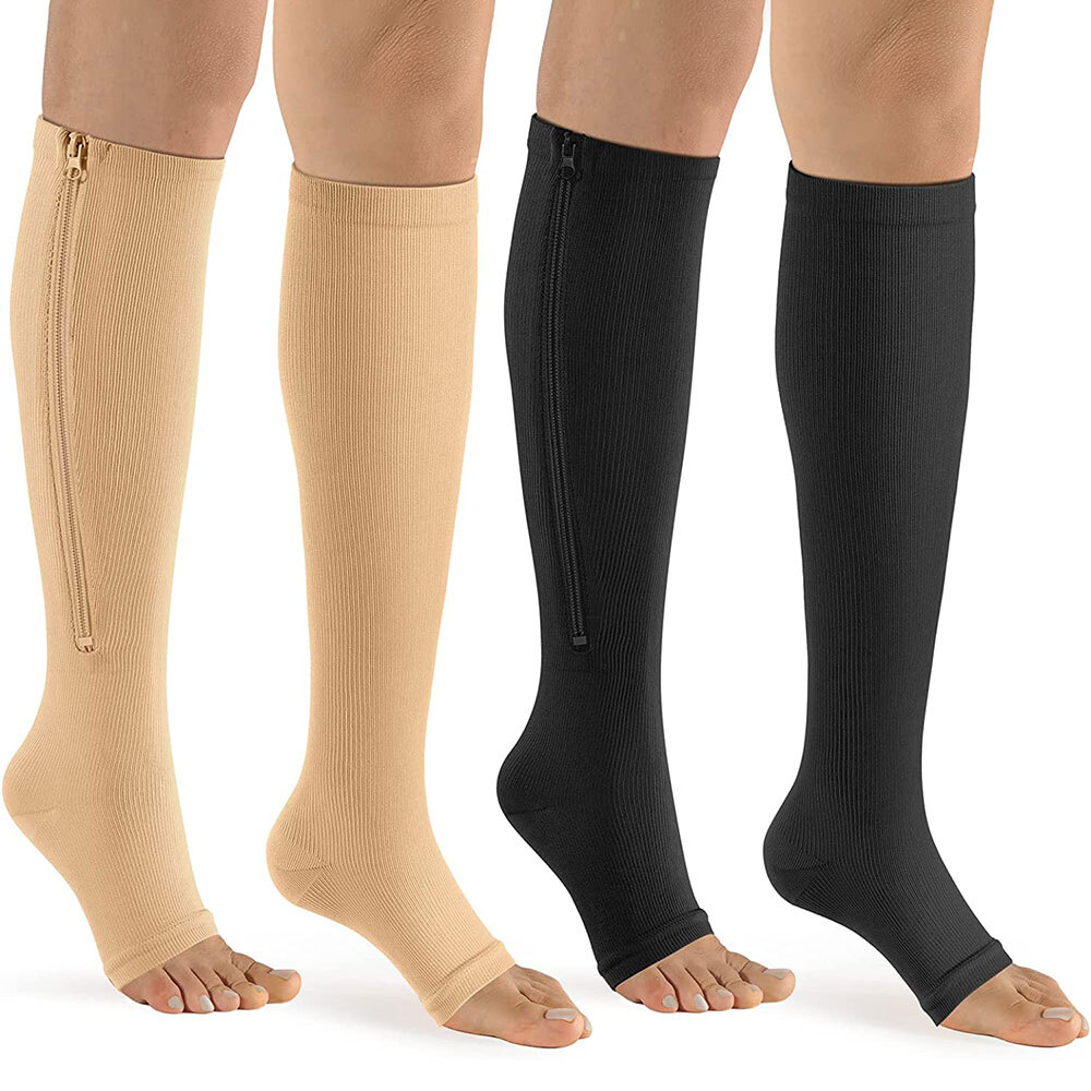 3 PAIRS Calf Compression Socks 20-30 mmHg Varicose Veins BLACK Foot Pain Relief