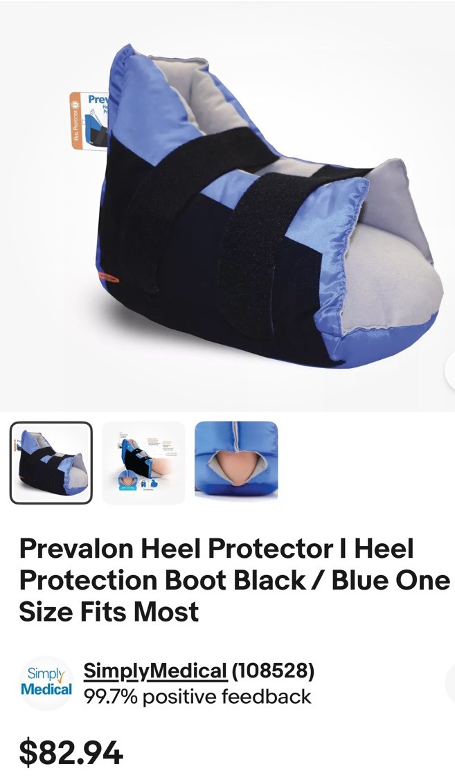2 Prevalon Heel Protector Boots One Size Fits Most Black/Blue,
