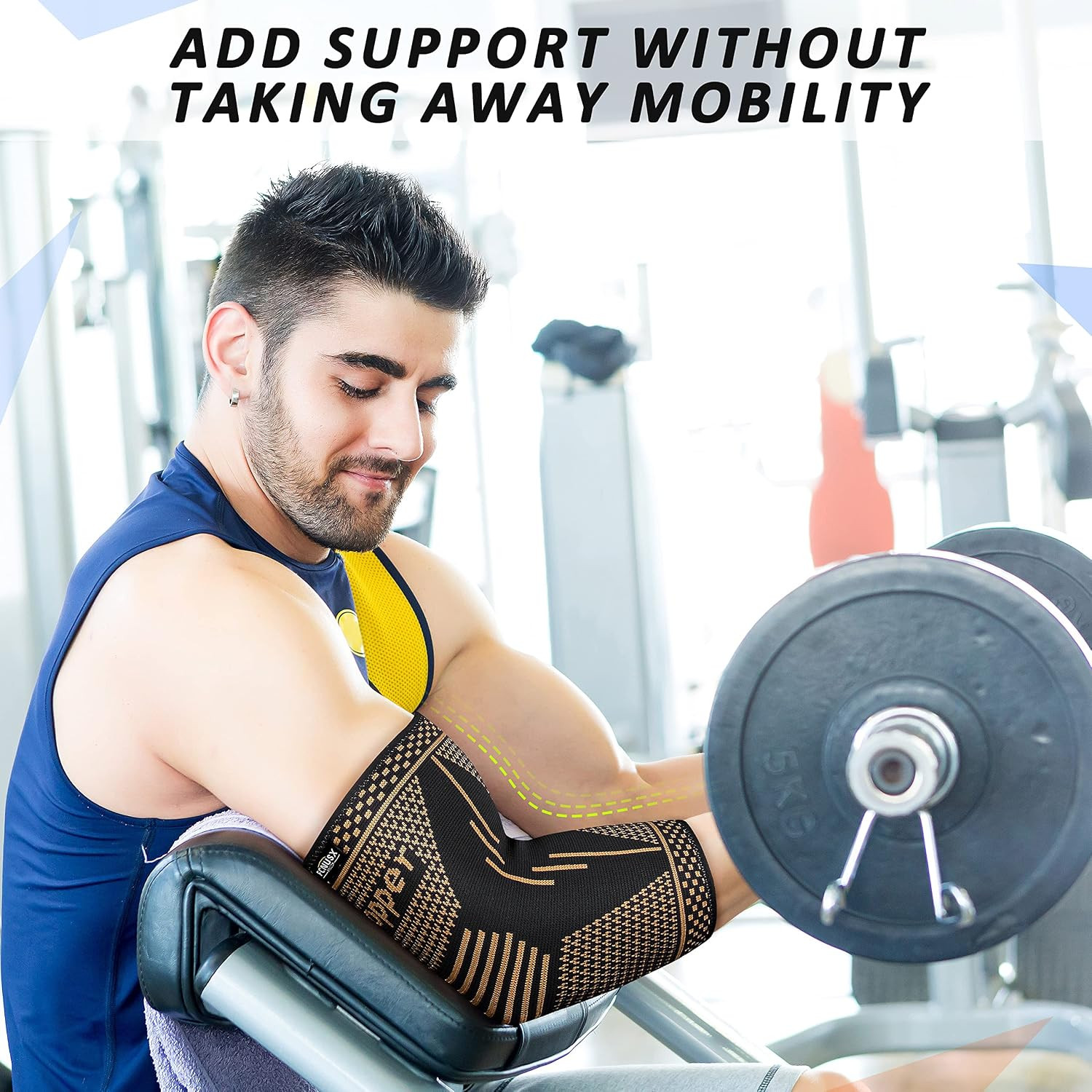 Copper Elbow Brace Compression Sleeves for Pain Relief Men & Women, Arm Support