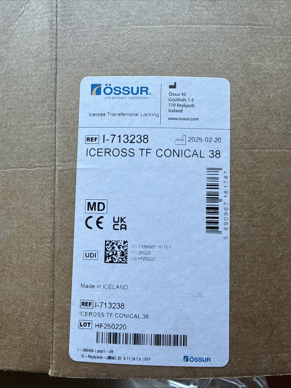 New- Iceross Transfemoral Conical size 38 Locking Liner – Item # I-713238