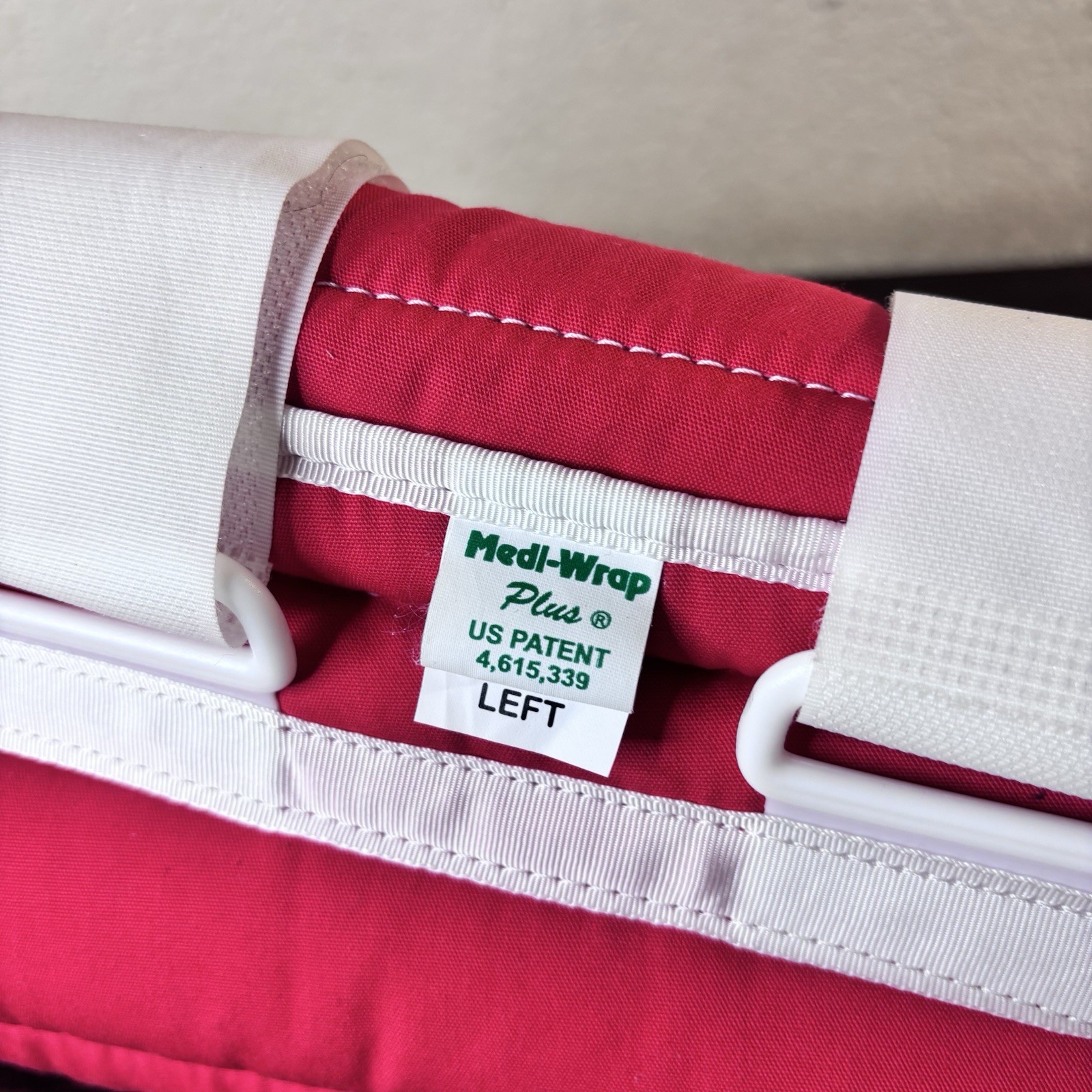 Vintage Medi-Wrap Compression Leg Brace For Left Leg – Red & White 14.5” Long