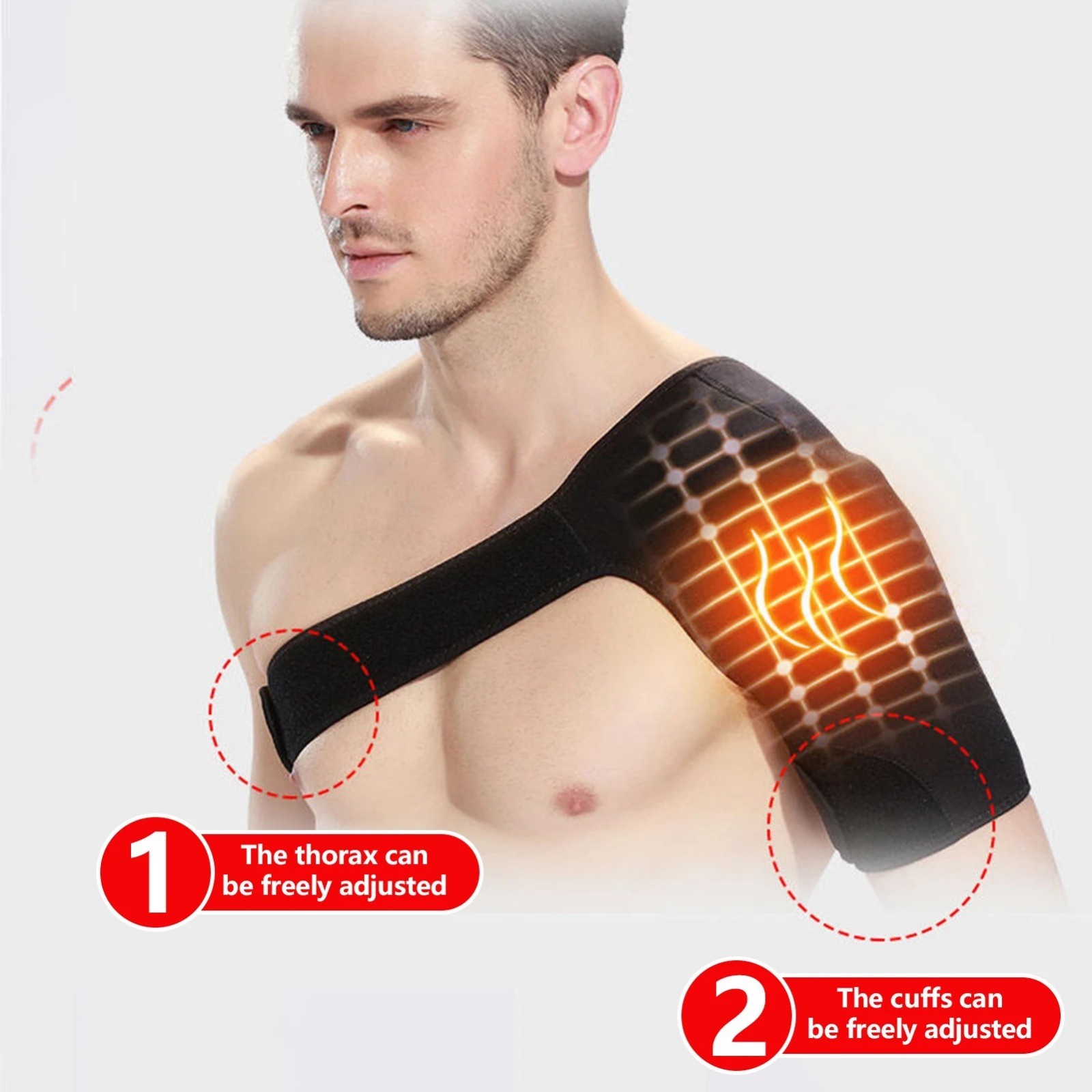 Self Heating Shoulder Brace Adjustable Wrap Pain Relief Rotator Cuff Support