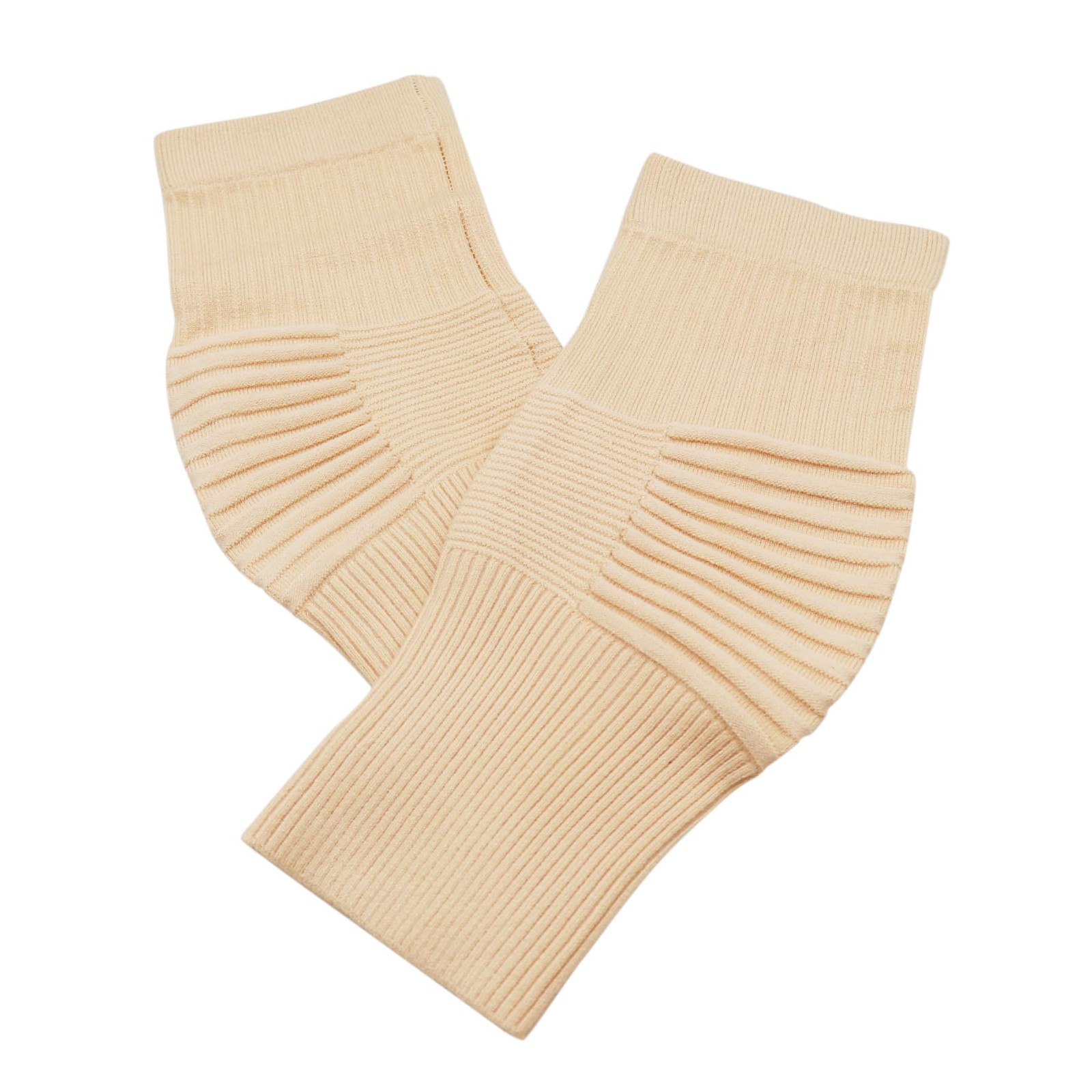 Caviotess 1 Pair Cotton Knee Compression Large, Ribbed Nude (length 11.8”)