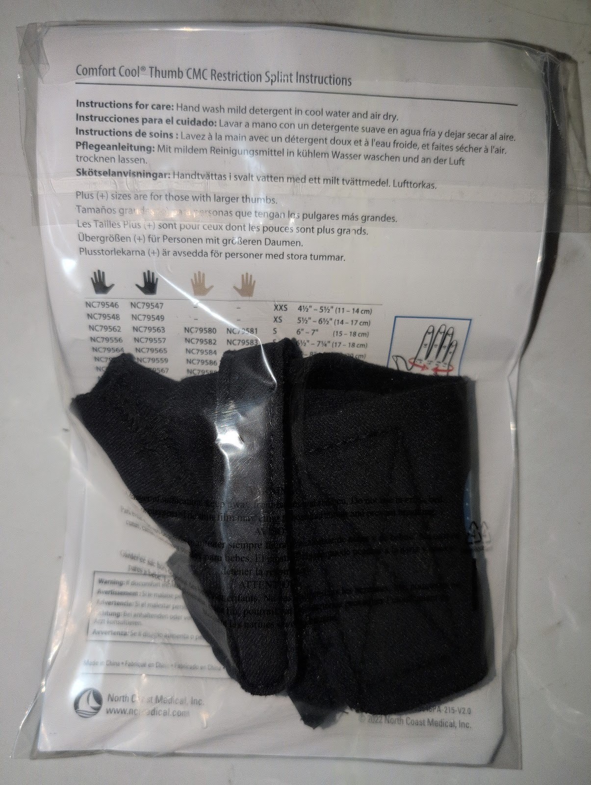 Comfort Cool Thumb CMC Restriction Splint Right Small 6″ to 7″