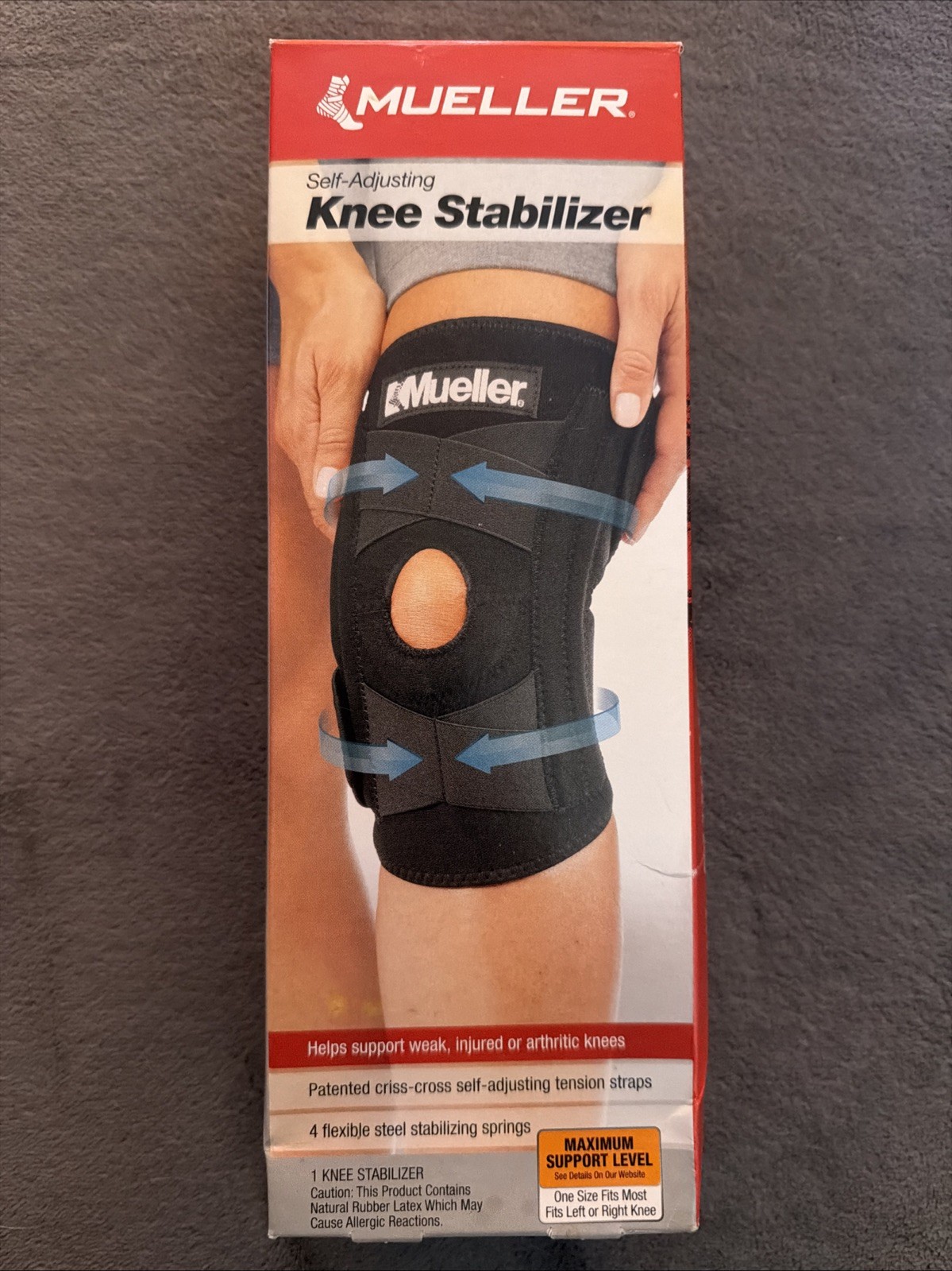 Mueller Self Adjusting Knee Stabilizer Black One Size Moderate Support #6463