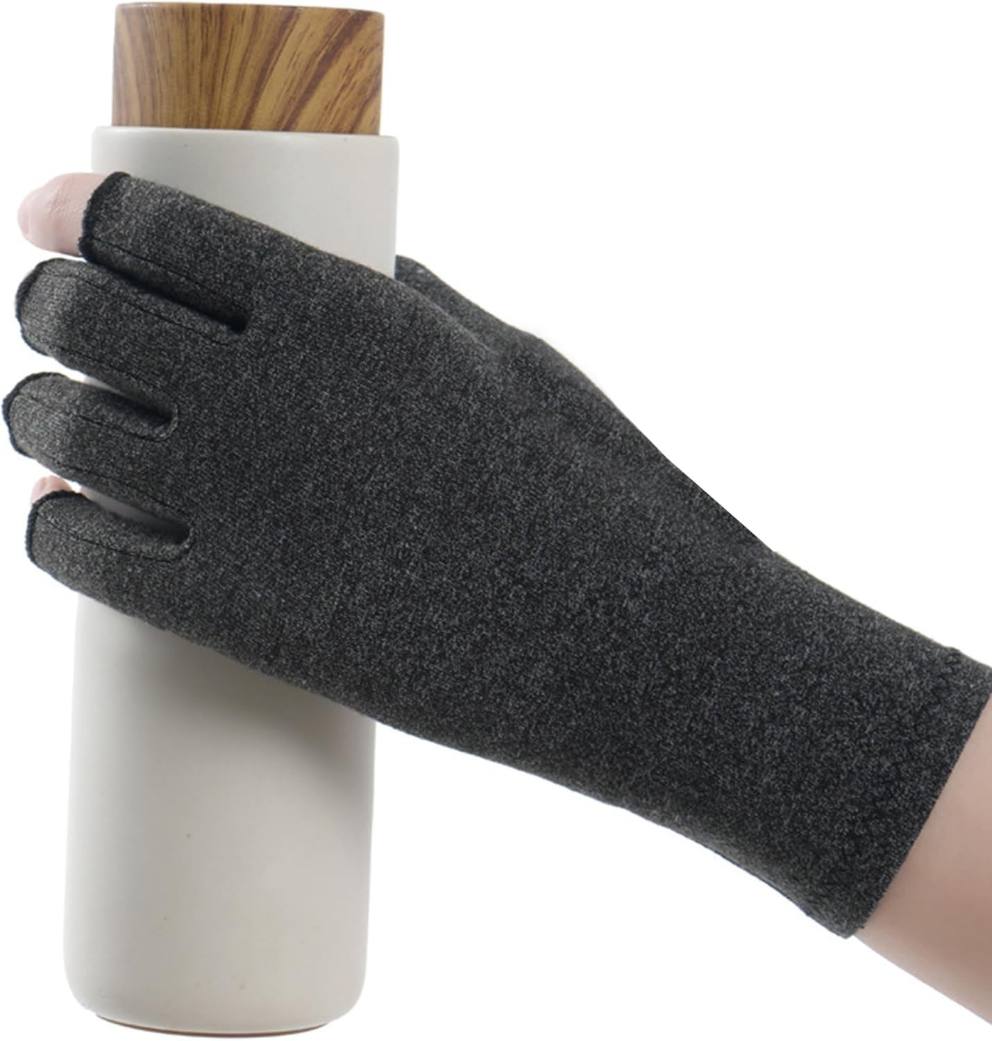 Ergonomic Fingerless Compression Gloves – Stylish Dark Gray for Arthritis Relief