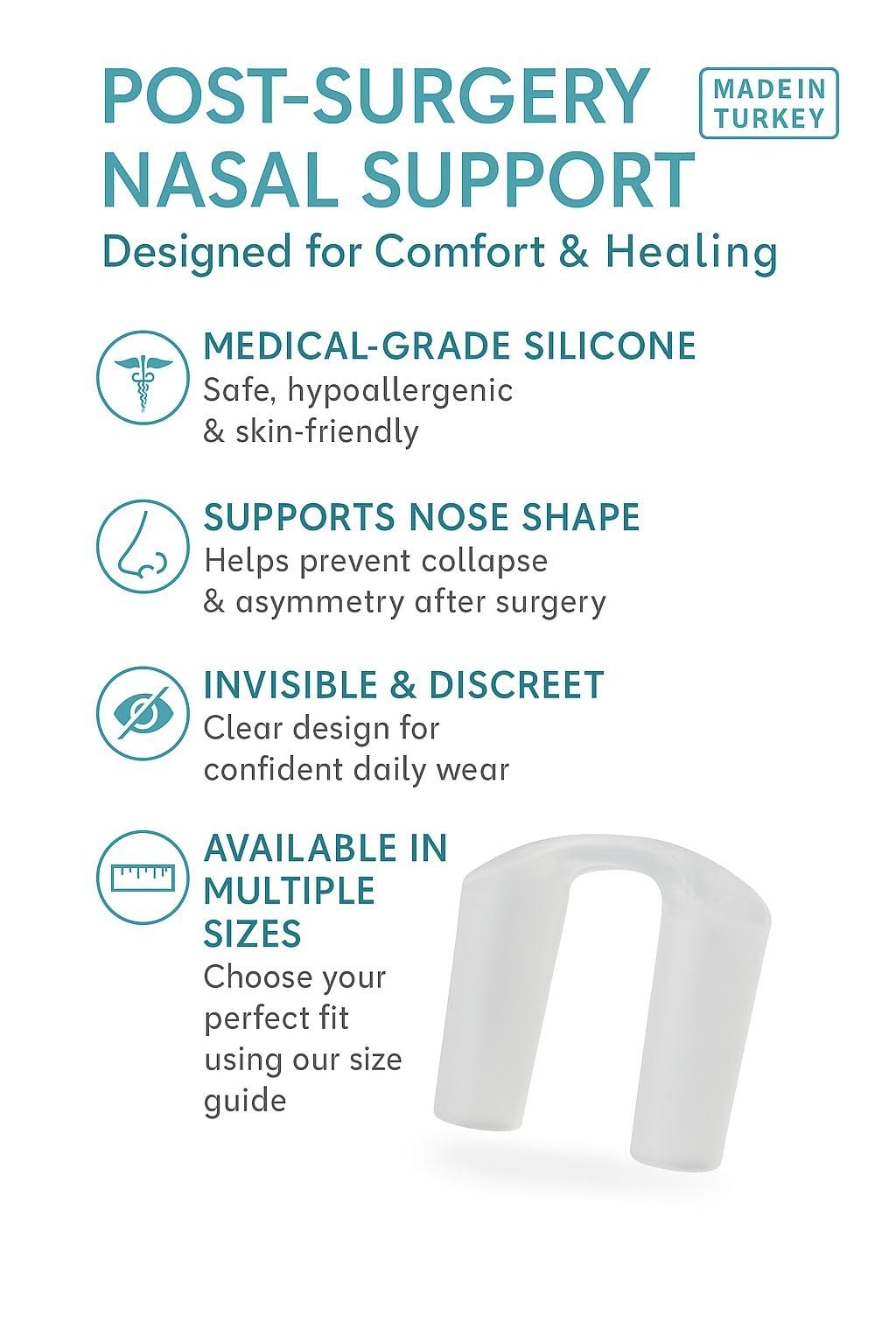 Nostril Retainer — Small Size 7 — Soft Hypoallergenic Silicone — Light Nose S…