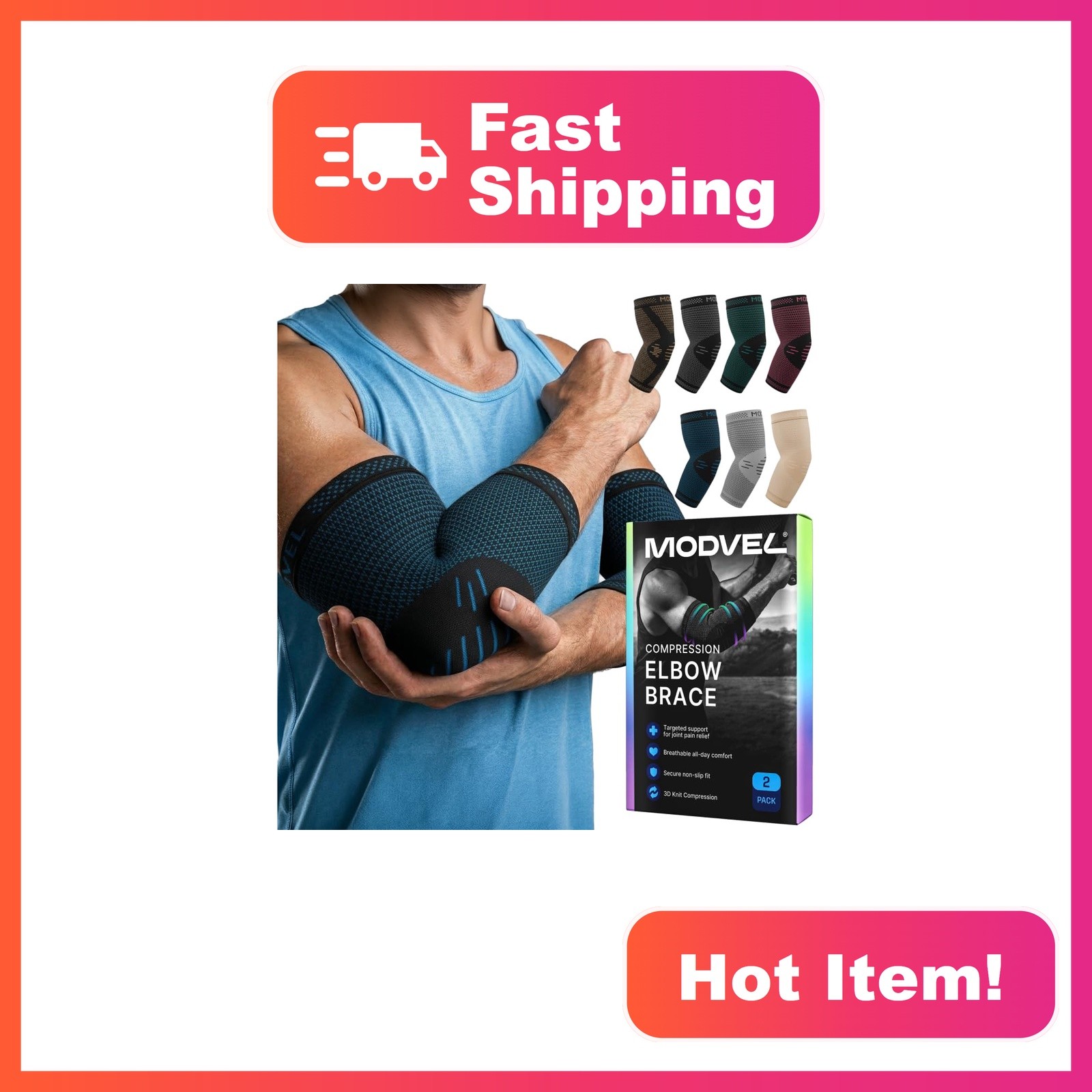 Modvel Blue Elbow Brace Large 2 Pack