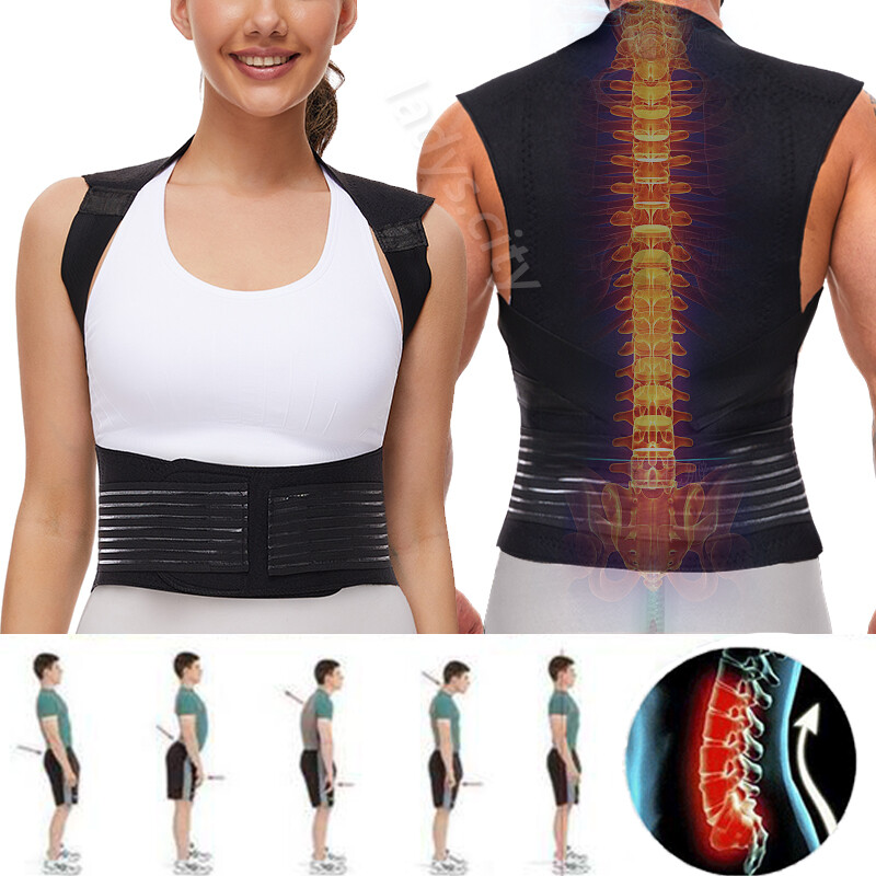 MAGNETIC POSTURE CORRECTOR BAD BACK LUMBAR SHOULDER SUPPORT BELT BRACE MEN WOMEN