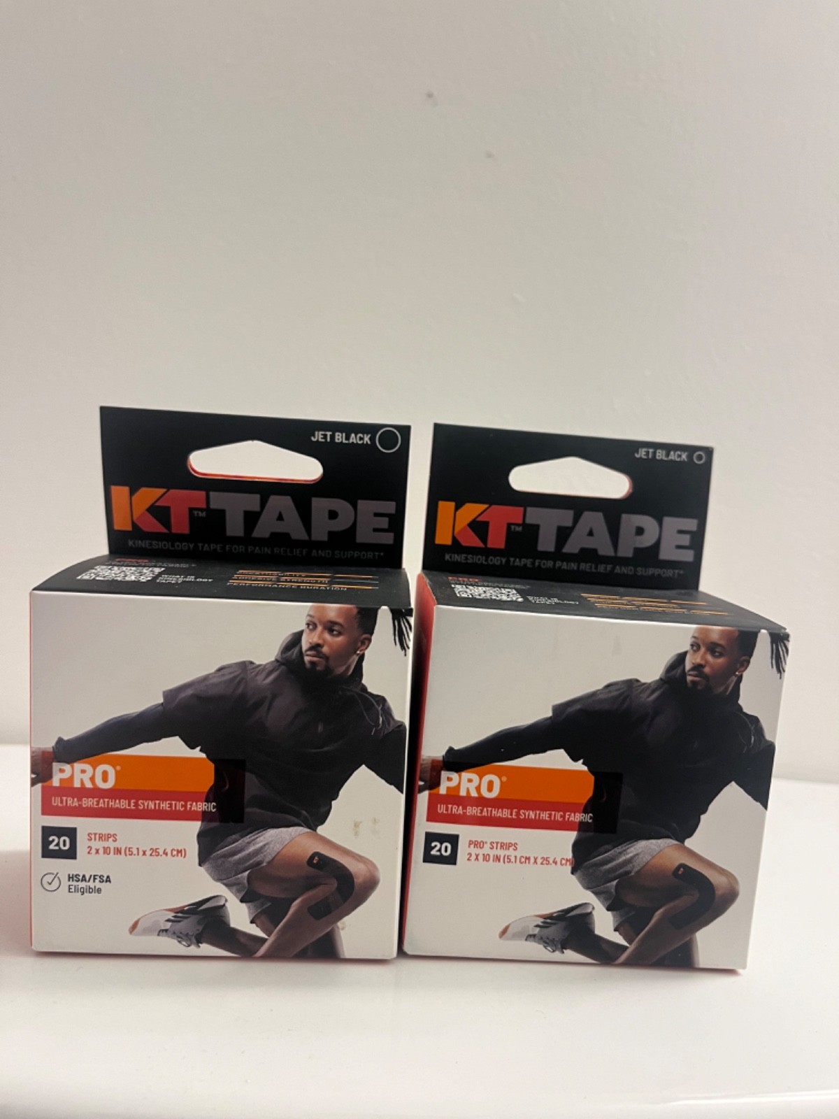 (2) KT Tape Pro Kinesiology Tape – Jet Black, 20 Stripes
