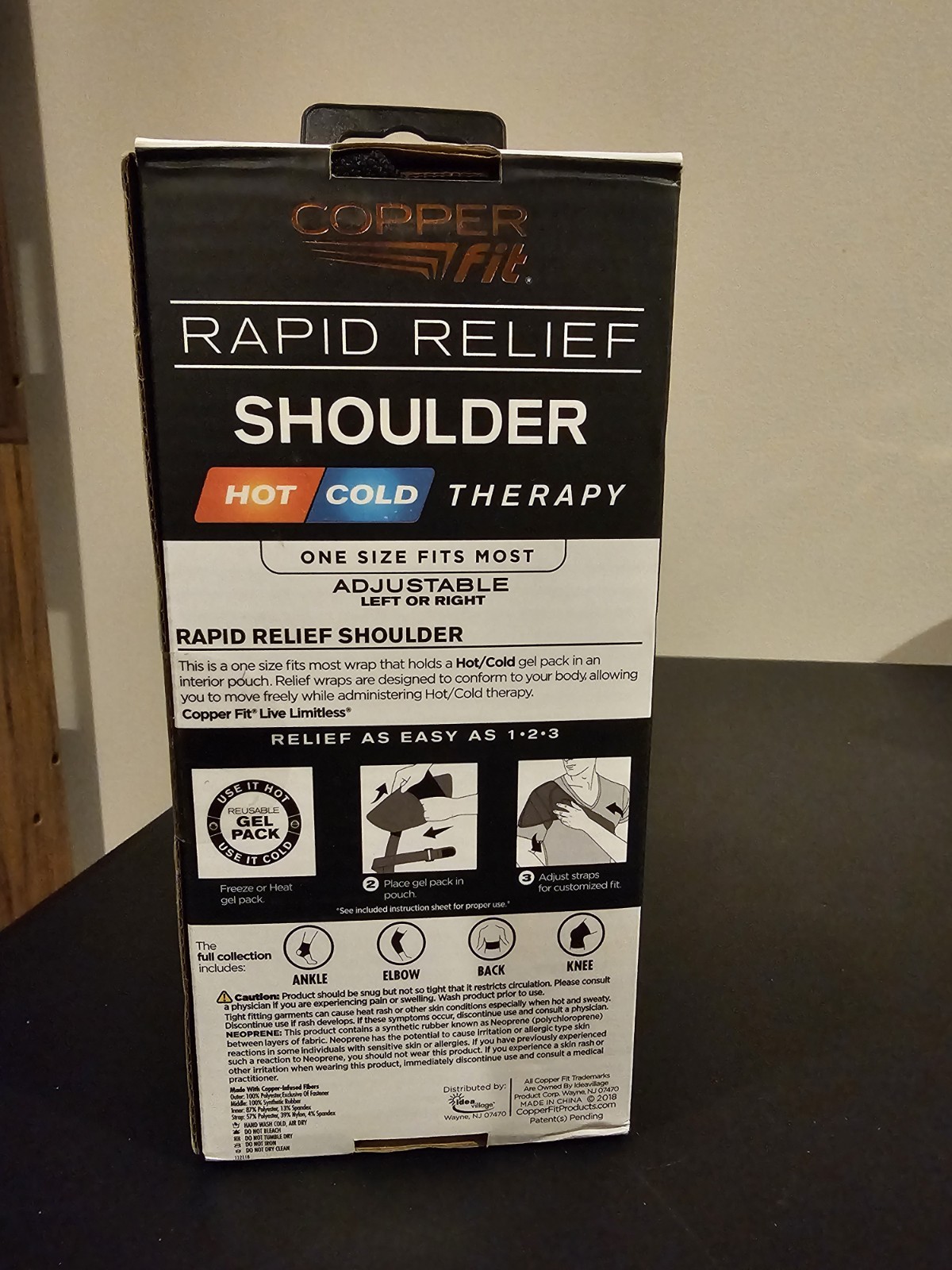 Copper Fit Rapid Relief Shoulder Wrap Hot Cold Therapy One Size Adjustable New