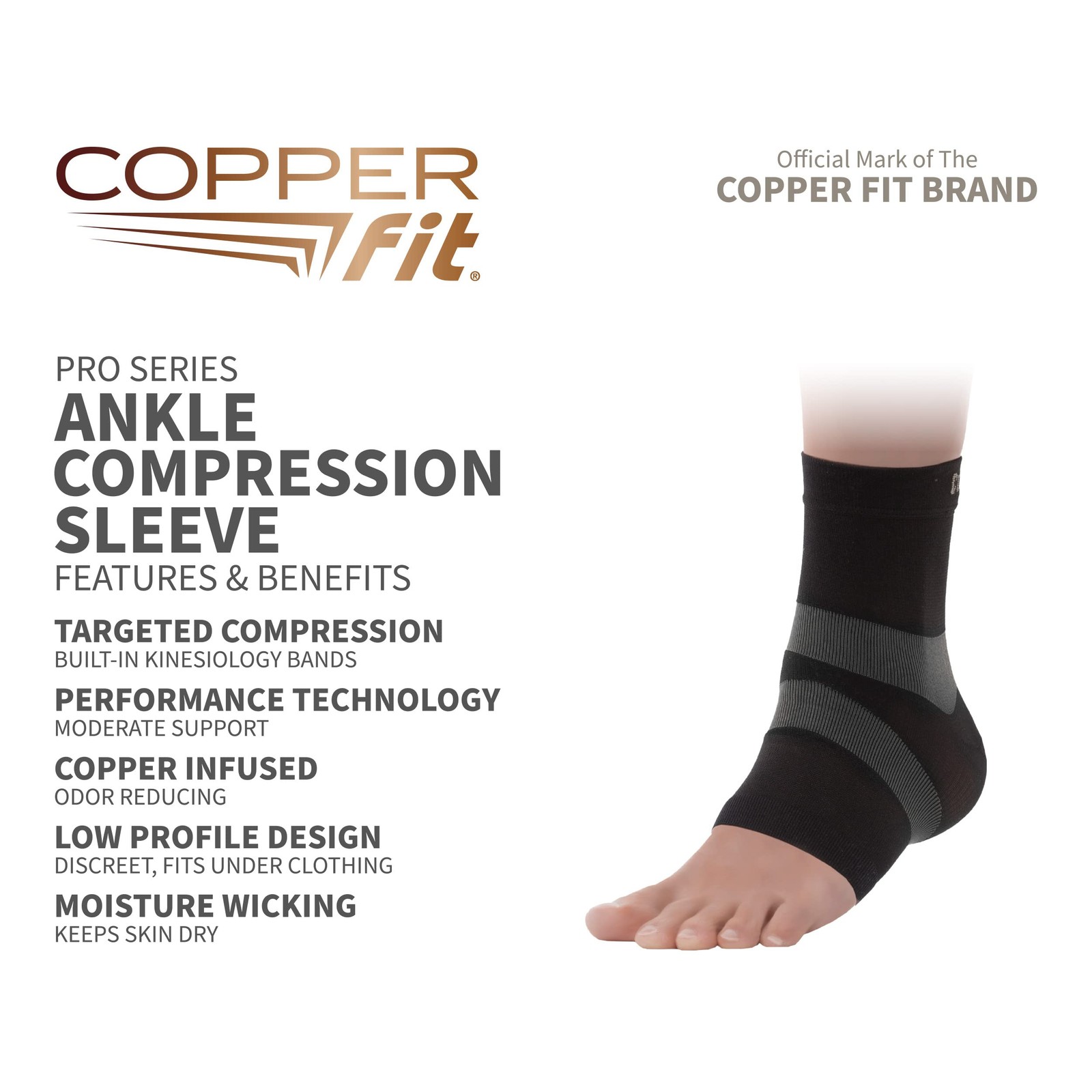 Copper Fit Pro Series Performance Compression Ankle Sleeve Large Cfproak
