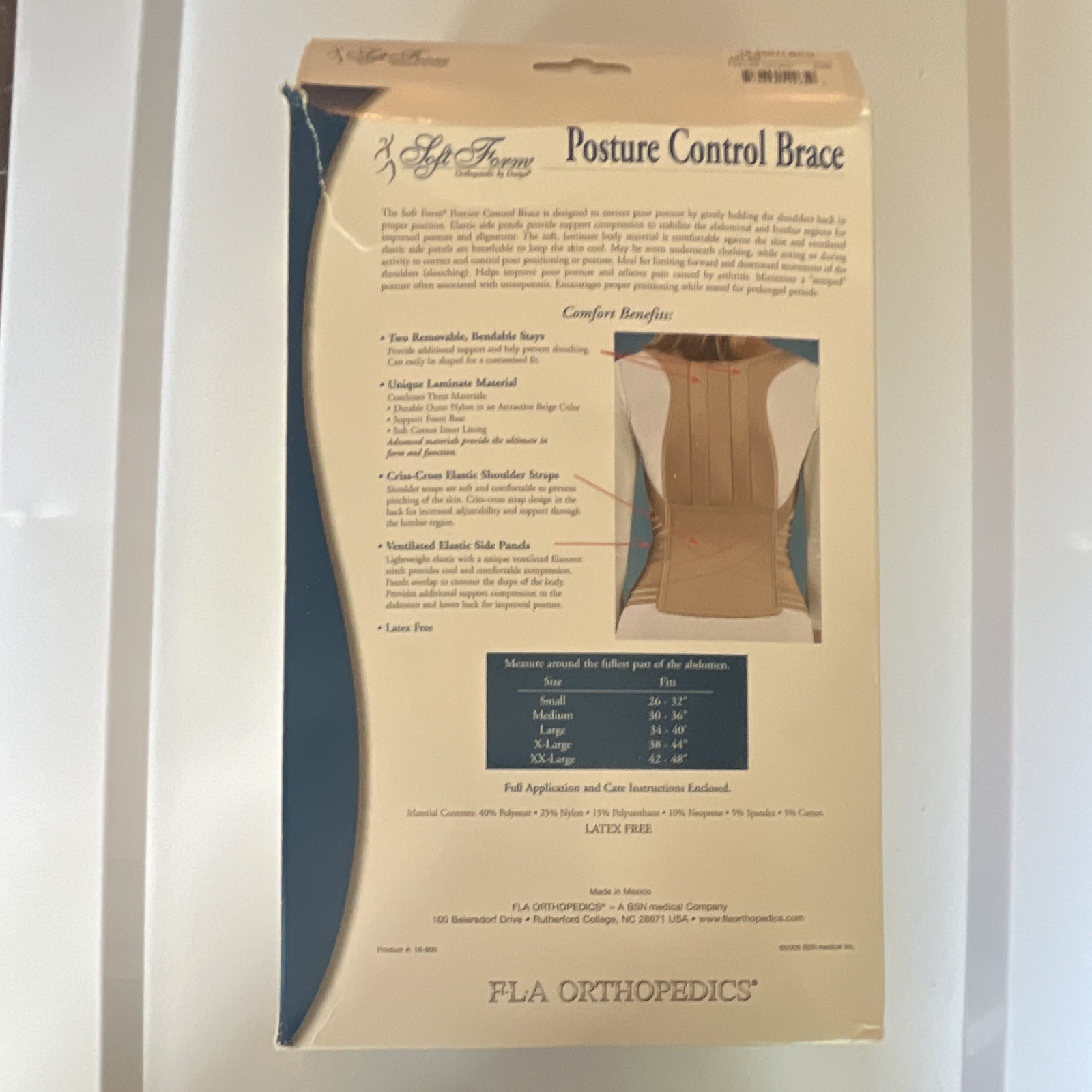Soft Form Posture Corrector Brace XL Adjustable Beige Latex Free