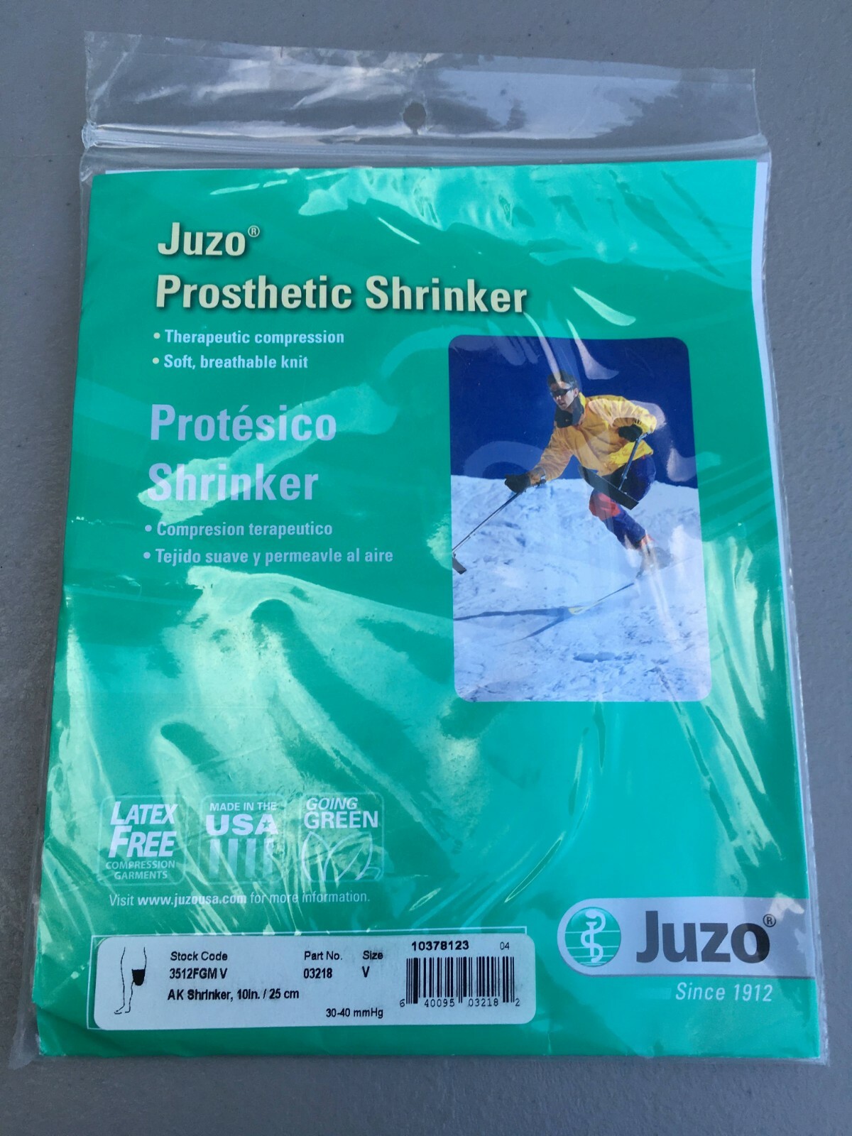 JUZO 3512FGMV Soft Prosthetic Shrinker AK 10in/25cm Size 5, Breathable Knit