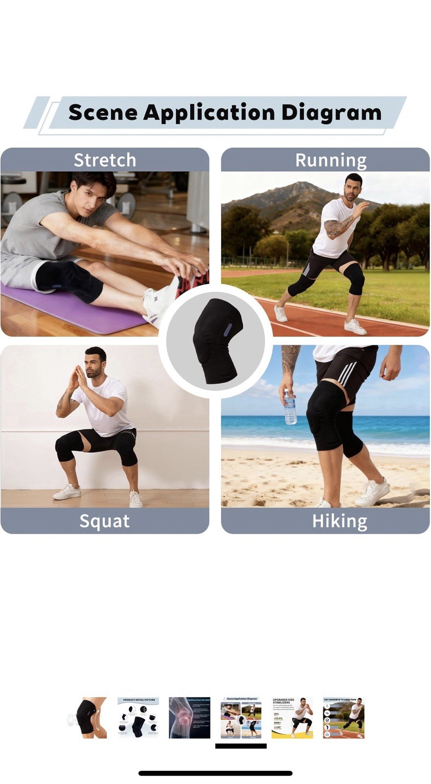 Knee Brace for Men Women, Professional Knee Compression Sleeve (Black,Size:L)1p