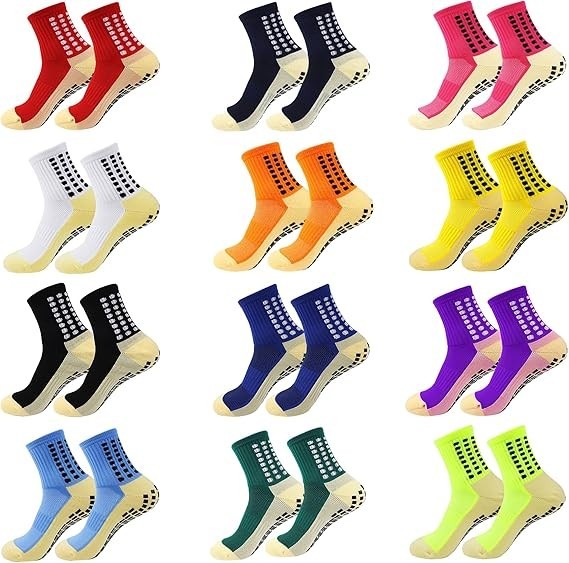 Set 12pair Calcetines Medias Antideslizantes Para Futbol Yoga Ejercicio Hombre M