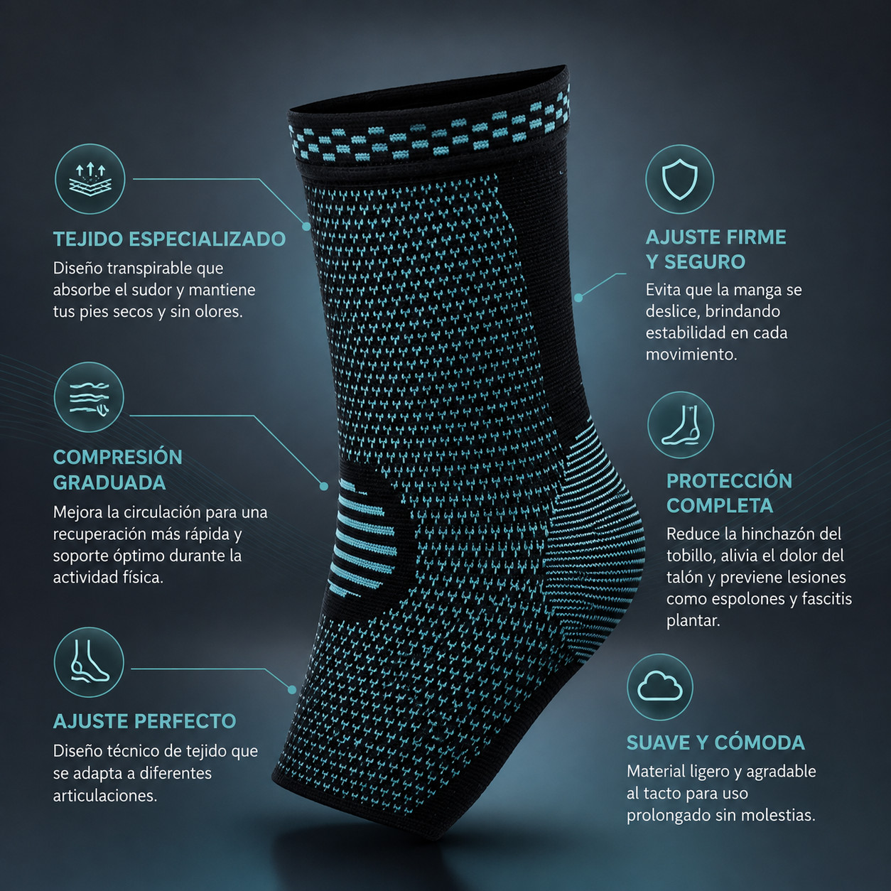 Ankle Compression Sleeve Brace Socks Plantar Fasciitis Support Sprain Relief