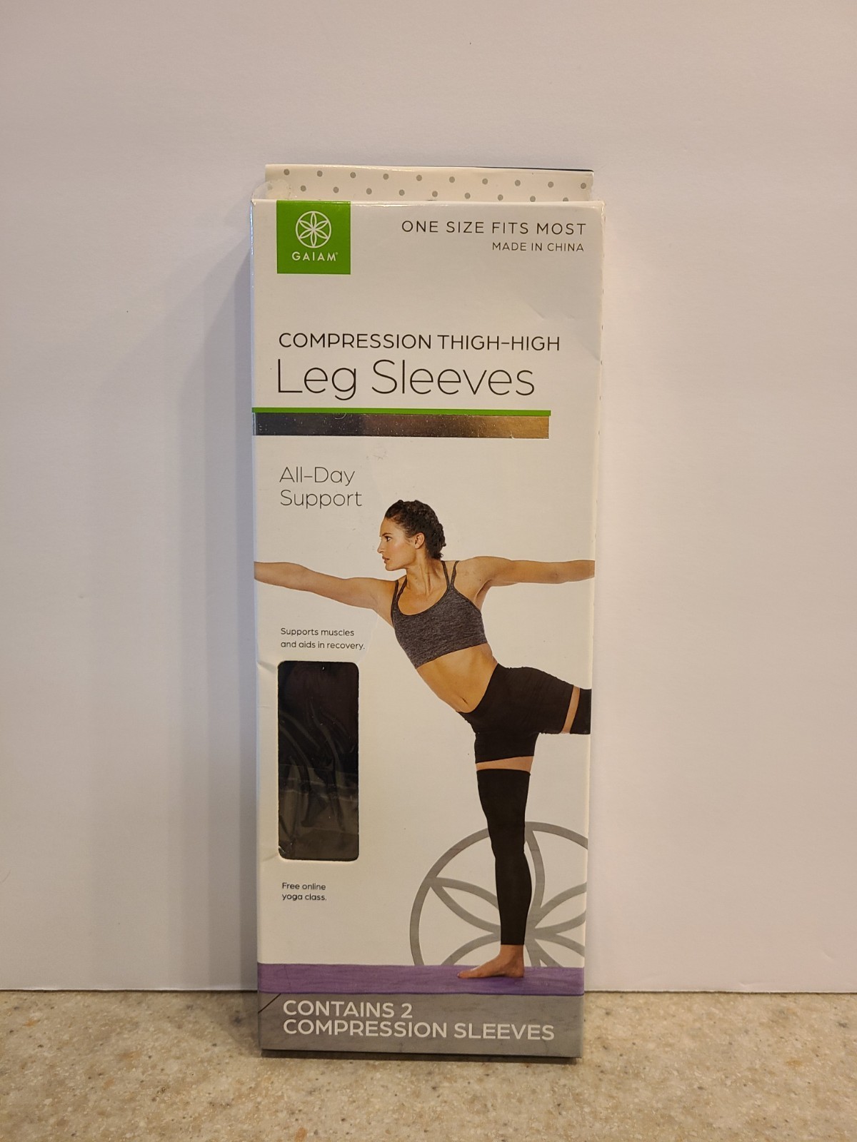 Gaiam Thigh High Compression Leg Sleeves Yoga Sport Comfort Fit NEW