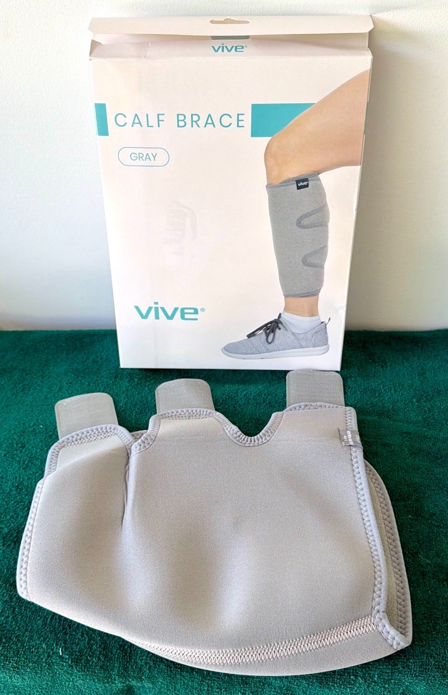 Vive Calf Brace Gray Neoprene Adjustable Compression Support-New!