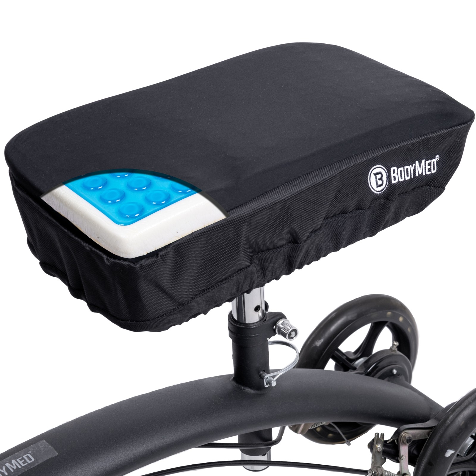 BodyMed Knee Walker Padded Gel Cover, Gel + Memory Foam Cushion, Elastic Fit