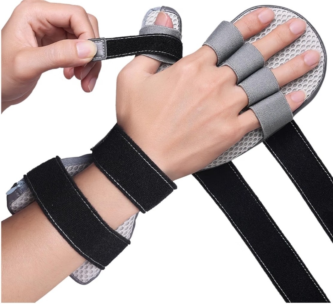 Stroke Hand Brace Splint for Straightening 5 Fingers Prevent Curling Spasm Large