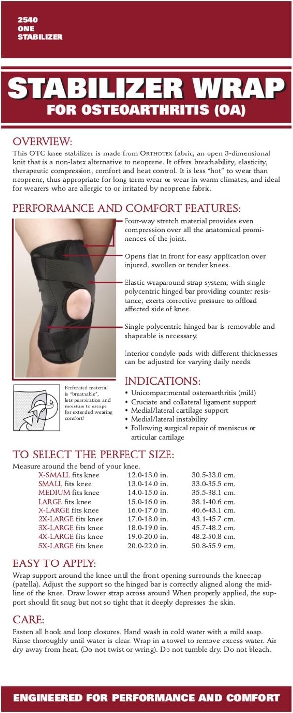 OTC Knee Stabilizer Wrap for Left Leg Osteoarthritis, Orthotex, 2X-Large