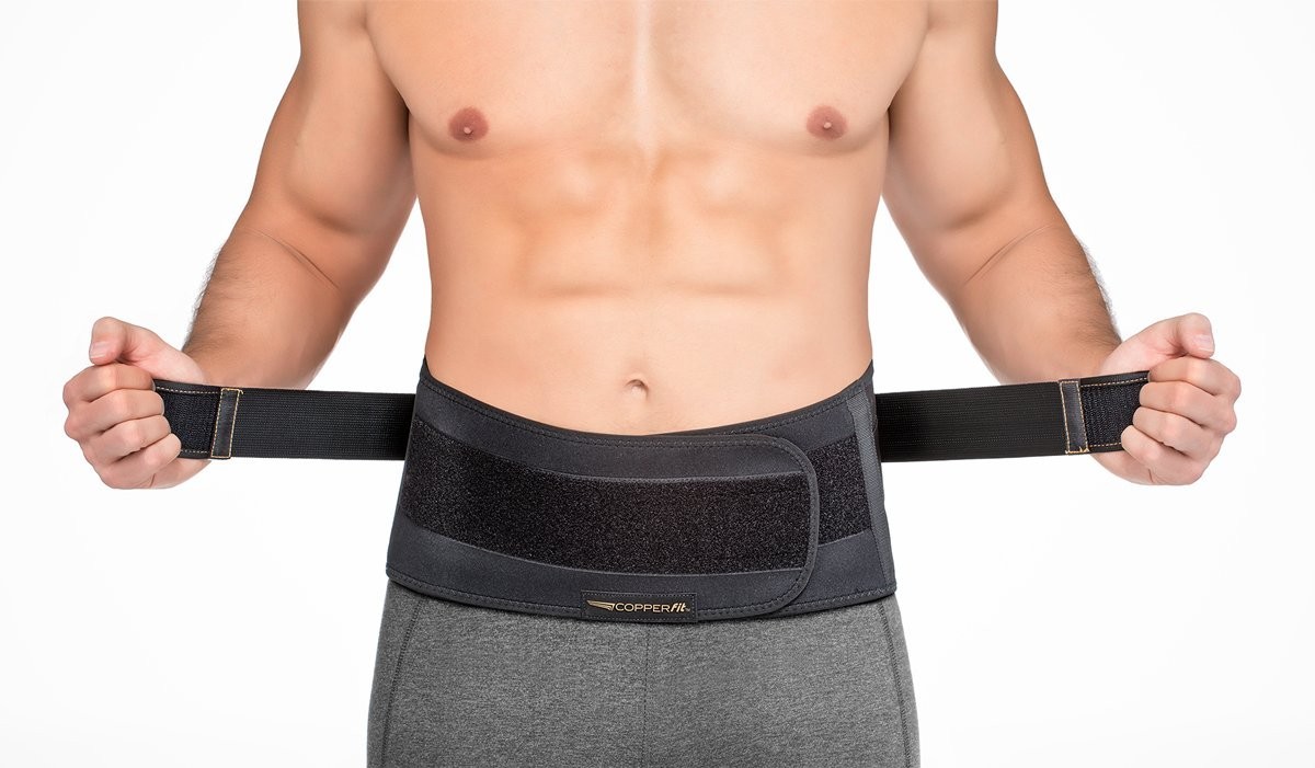 Pro Back Support Brace, Adjustable Unisex Waist 39”-50”, Copper Infused, Large/X