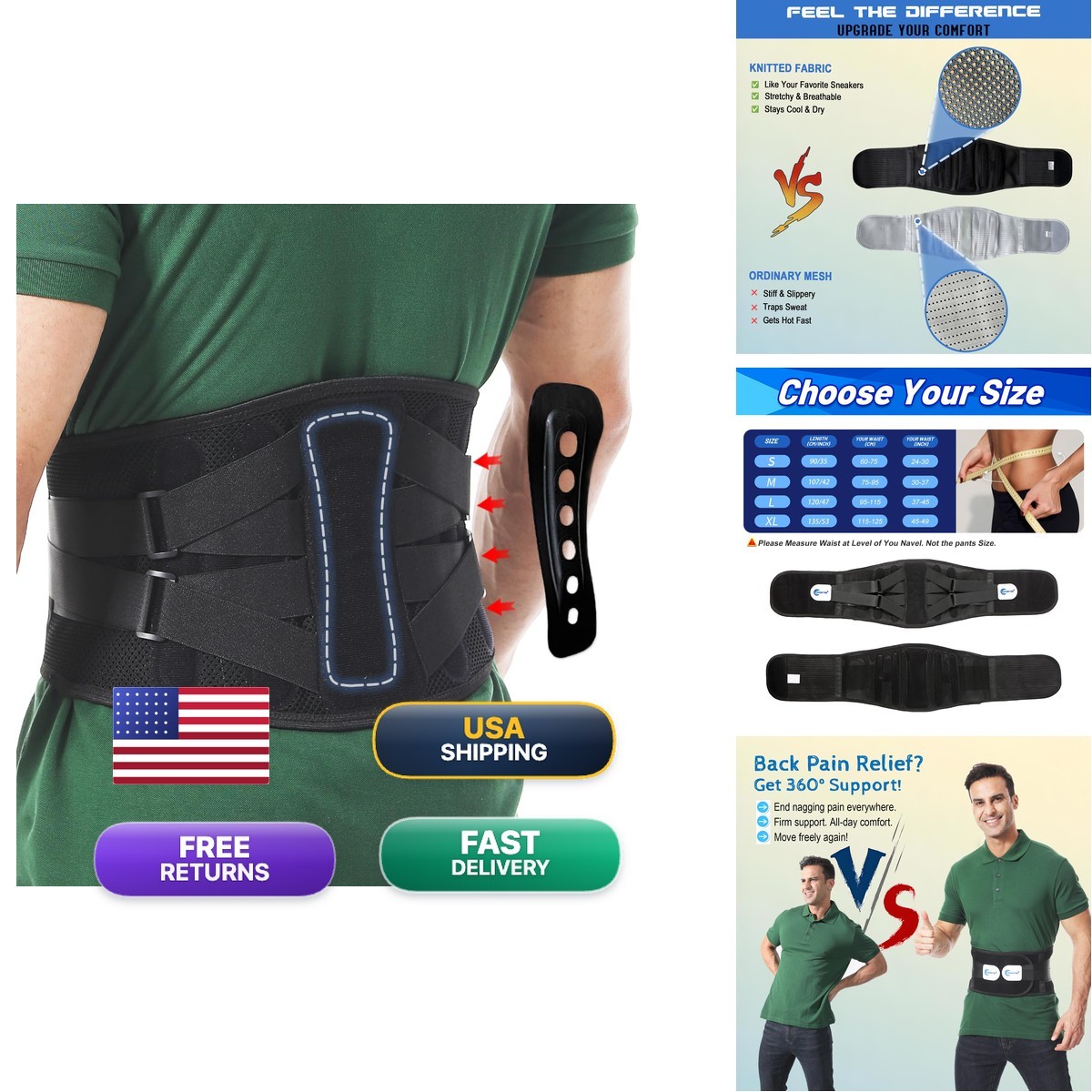 Paskyee Back Brace X-Large – Adjustable Lumbar Support Belt for Herniated Disc