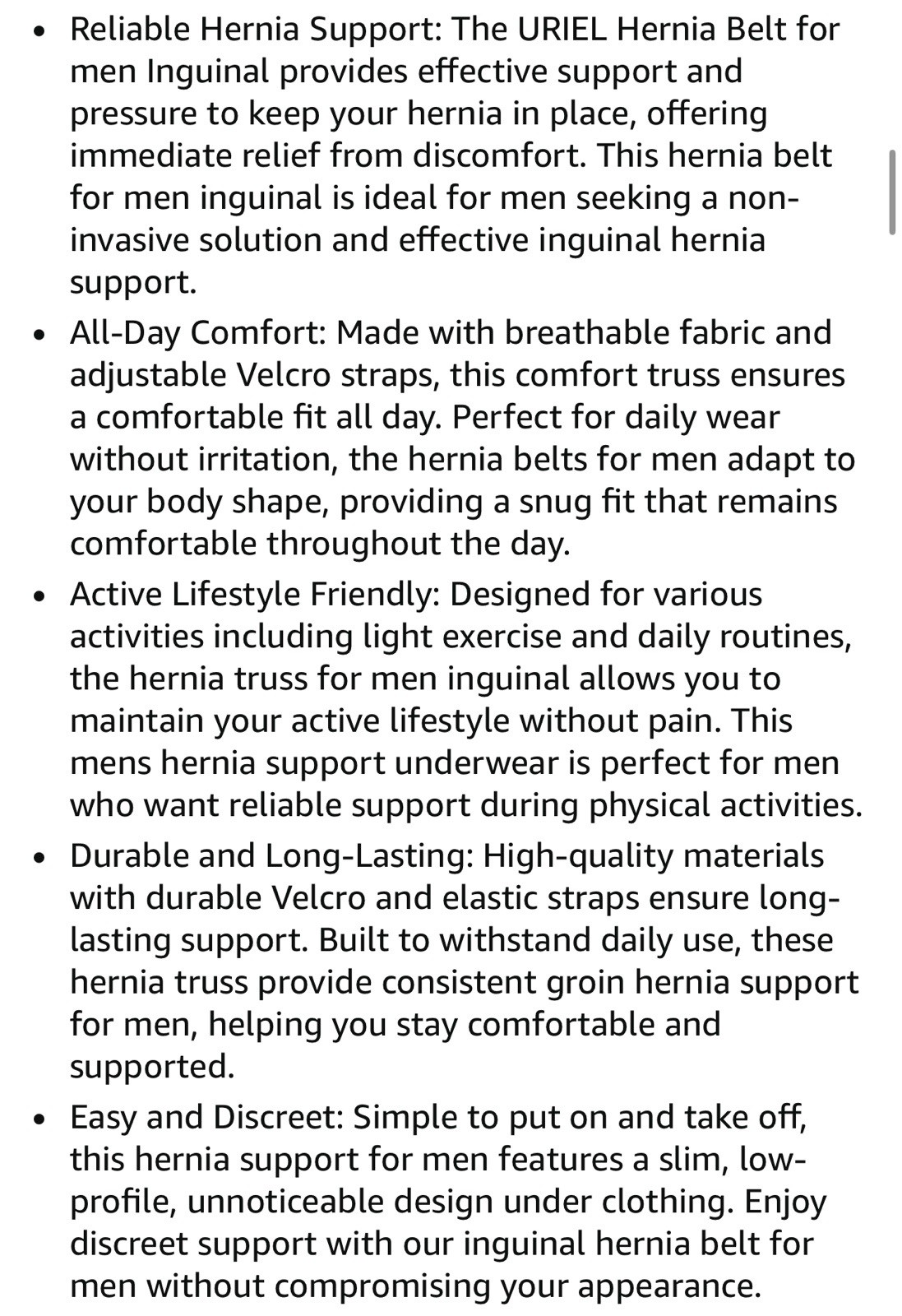 URIEL Right Sided Inguinal Hernia Belts for Men Hernia Support Tan Size XXL